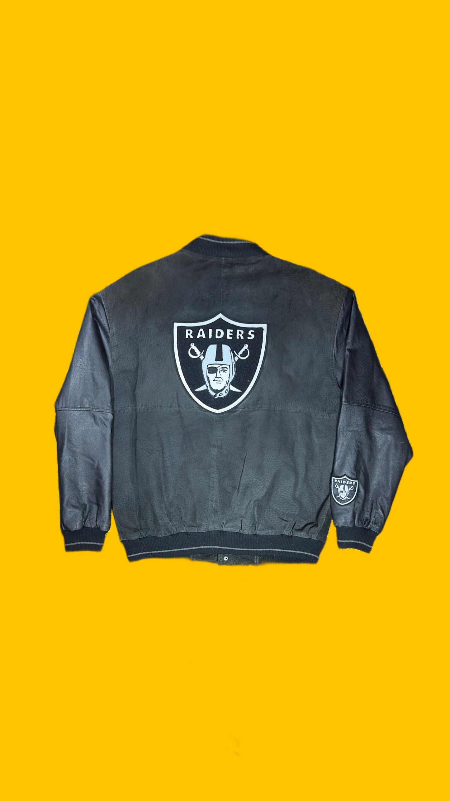 Oakland Raiders Black Leather Varsity