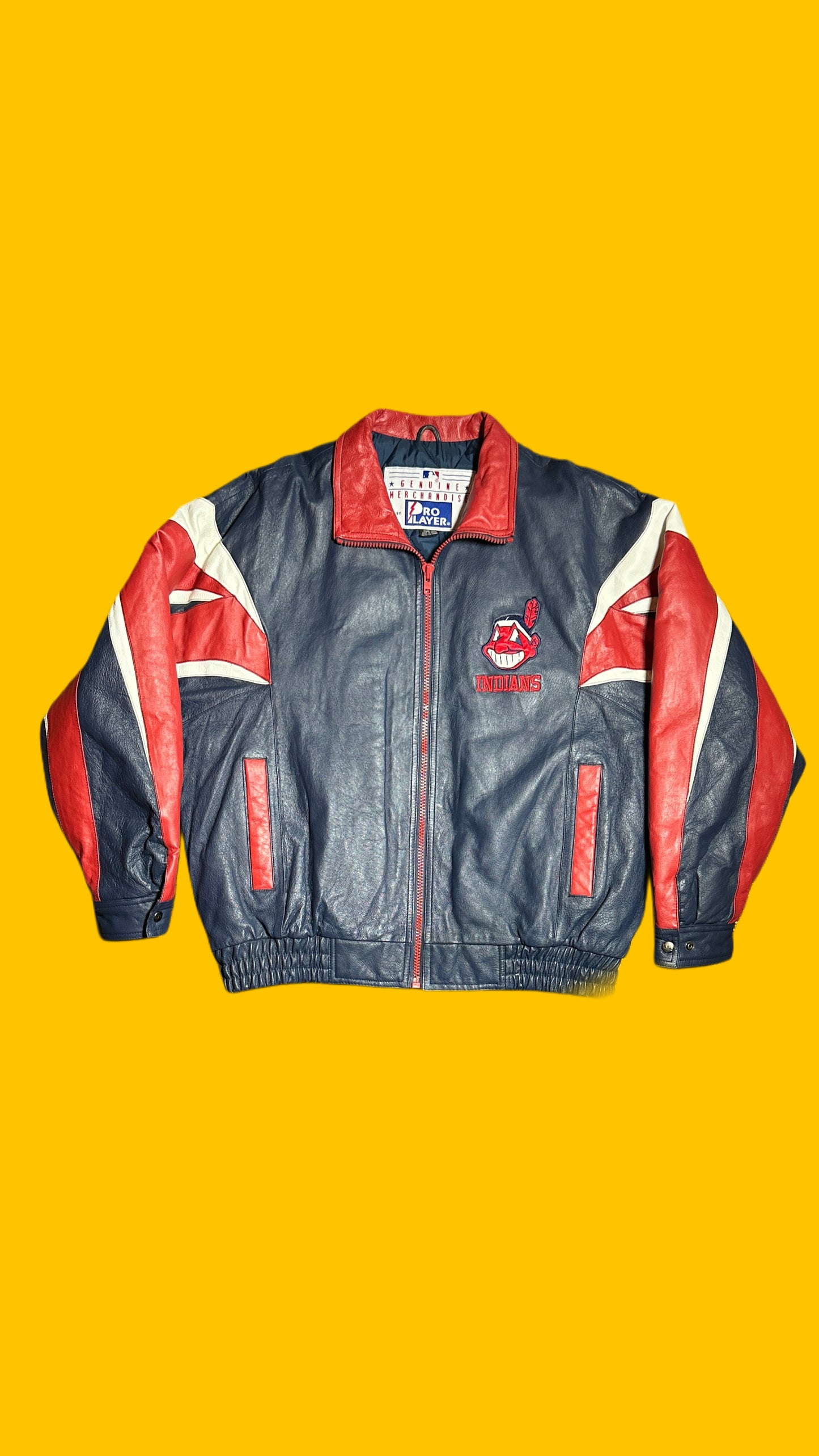 Cleveland Indians Vintage Pro Player Leather Jacket