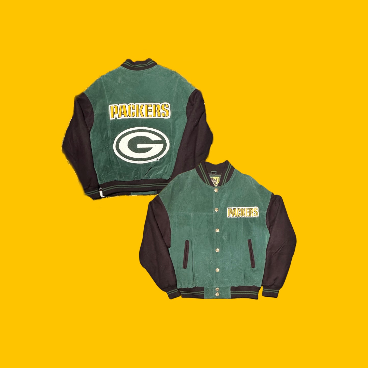 Green Bay Packers Vintage Carl Banks Sueade Leather Jacket