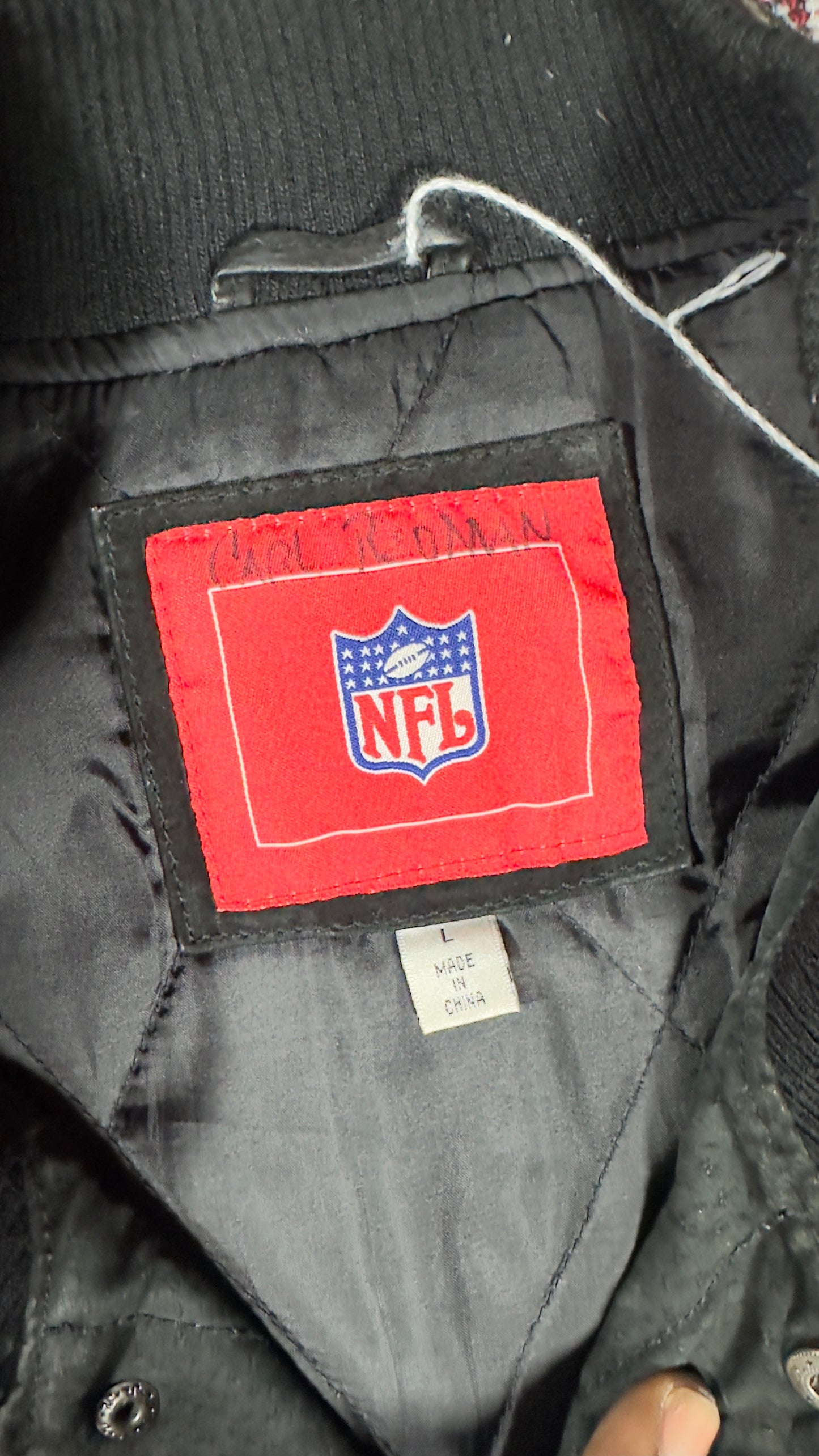 Oakland Raiders Black Leather Varsity