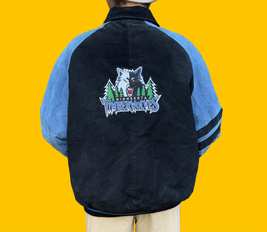 Minnesota Timberwolves Carl Banks G-III Suede Jacket - Vintage 90s, NBA Licensed