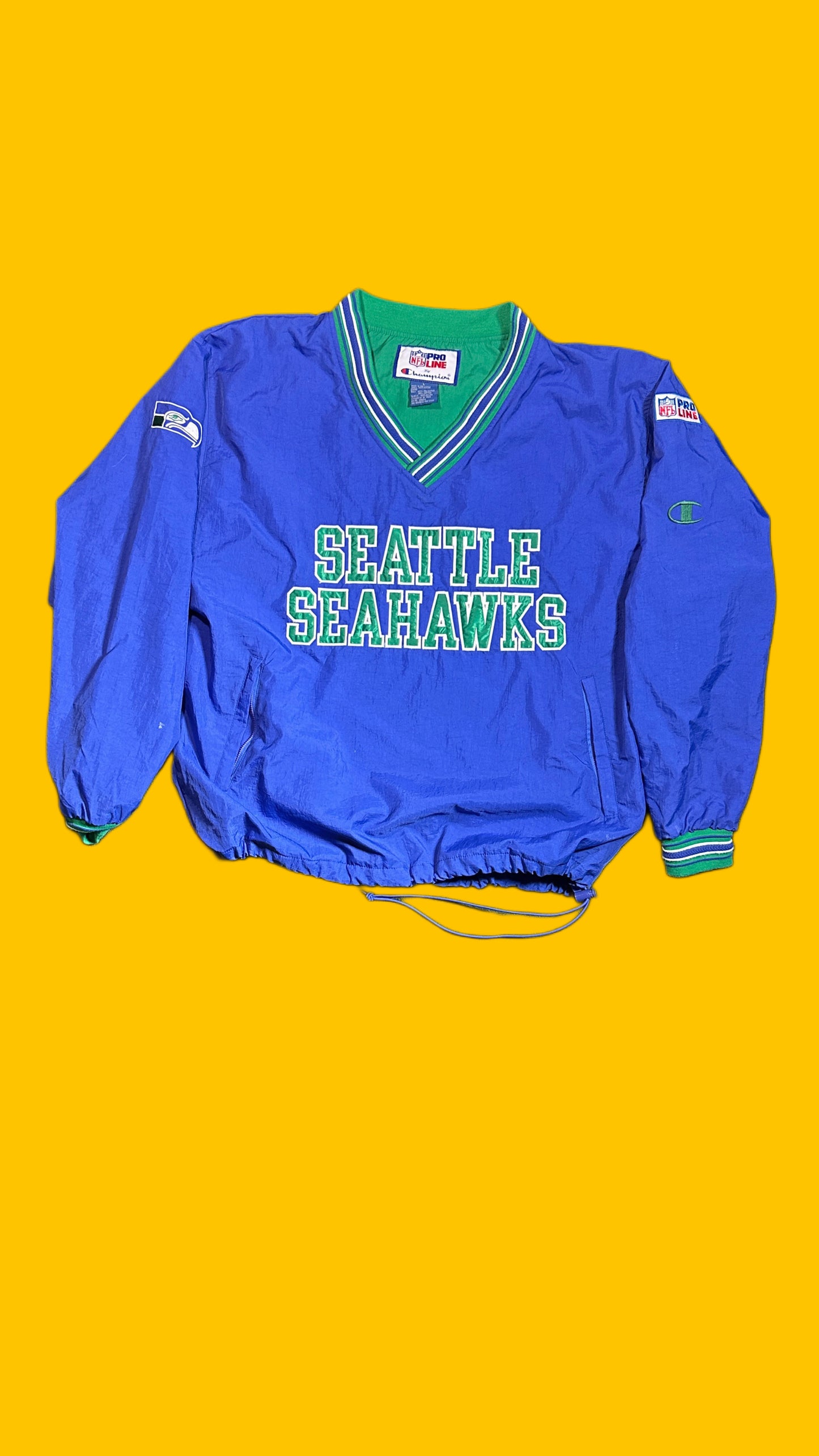 Seattle Seahawks Vintage Champion Pro Line NFL Pullover Jacket 1990s Mens Large