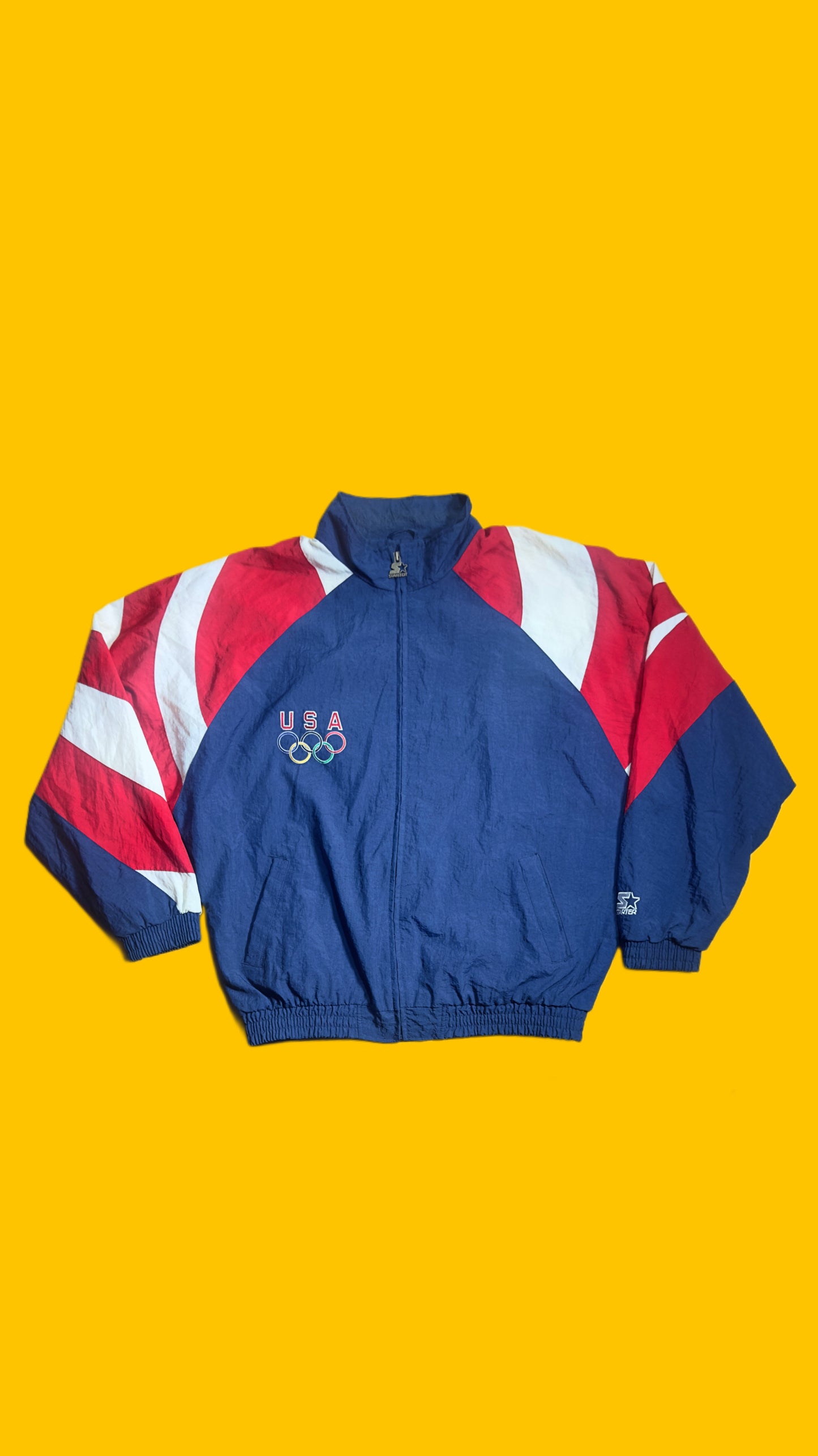 Vintage Starter USA Olympic Eagle Windbreaker Jacket – 90s Red White Blue
