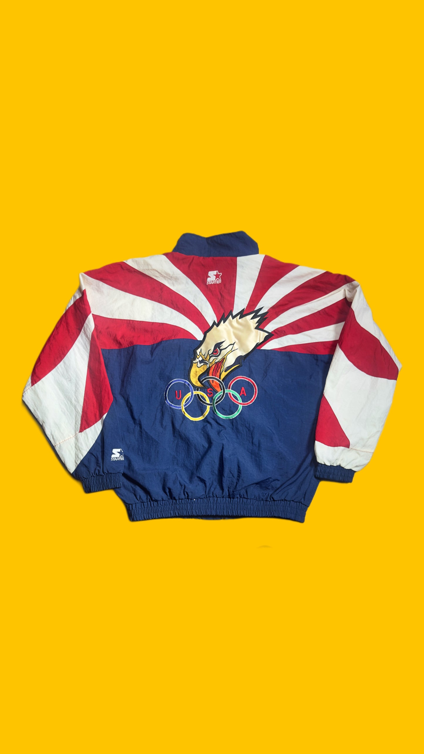 Vintage Starter USA Olympic Eagle Windbreaker Jacket – 90s Red White Blue