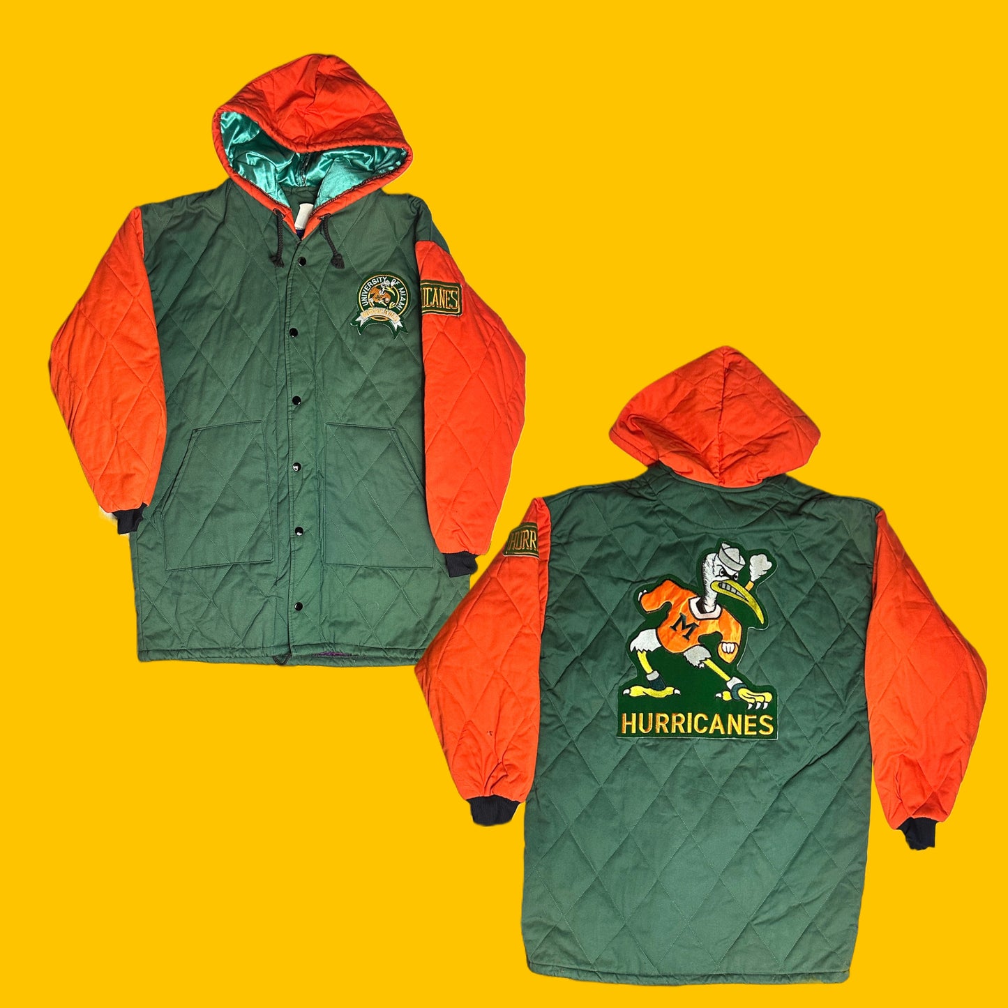 Vintage Miami Hurricanes Long Puffer Jacket