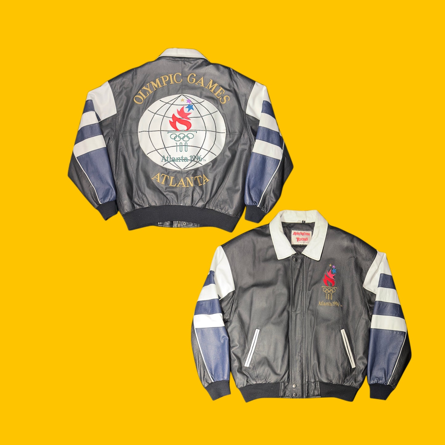 Atlanta 1996 Olympic Games Leather Jacket American Toons Vintage