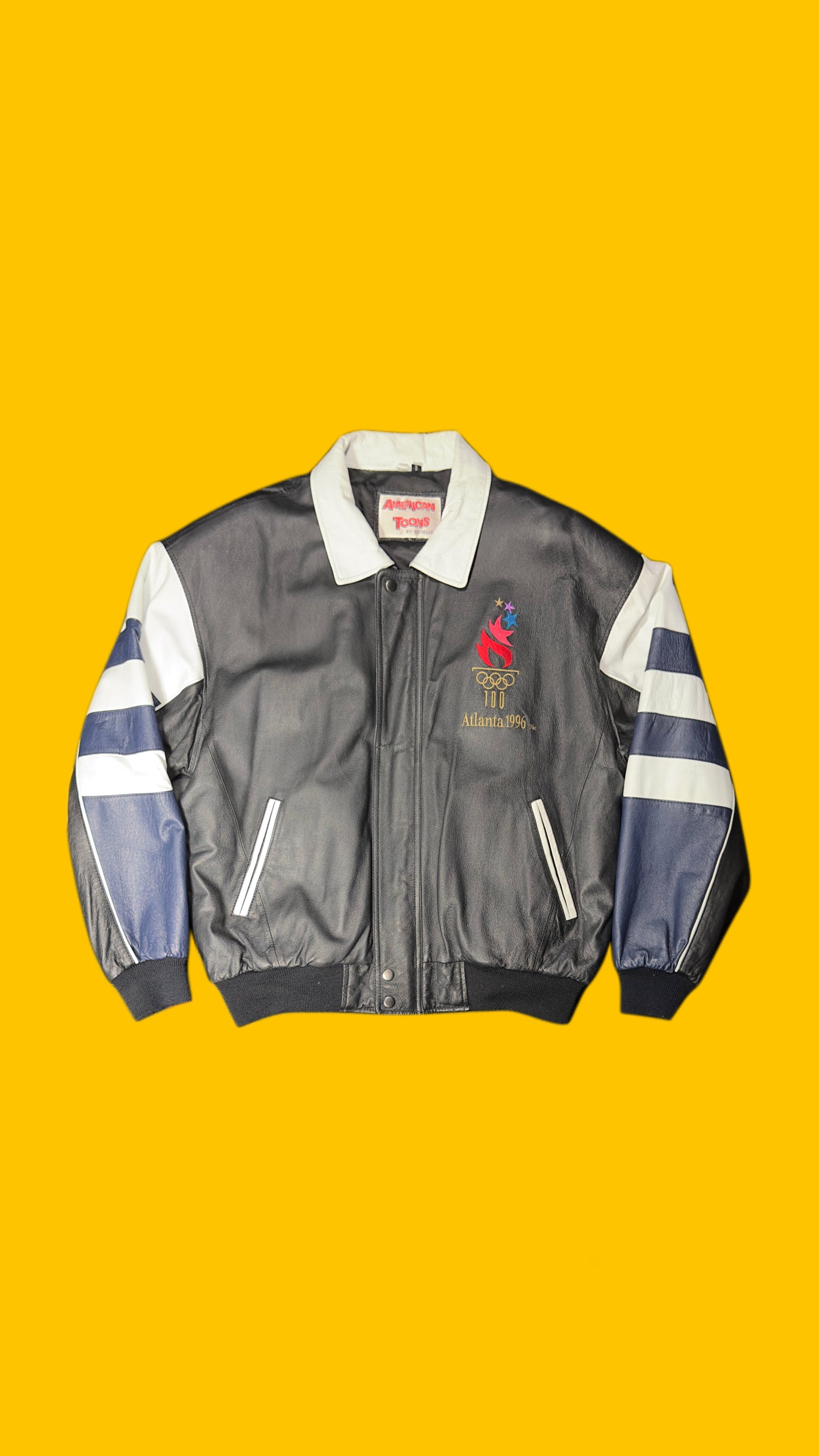 Atlanta 1996 Olympic Games Leather Jacket American Toons Vintage
