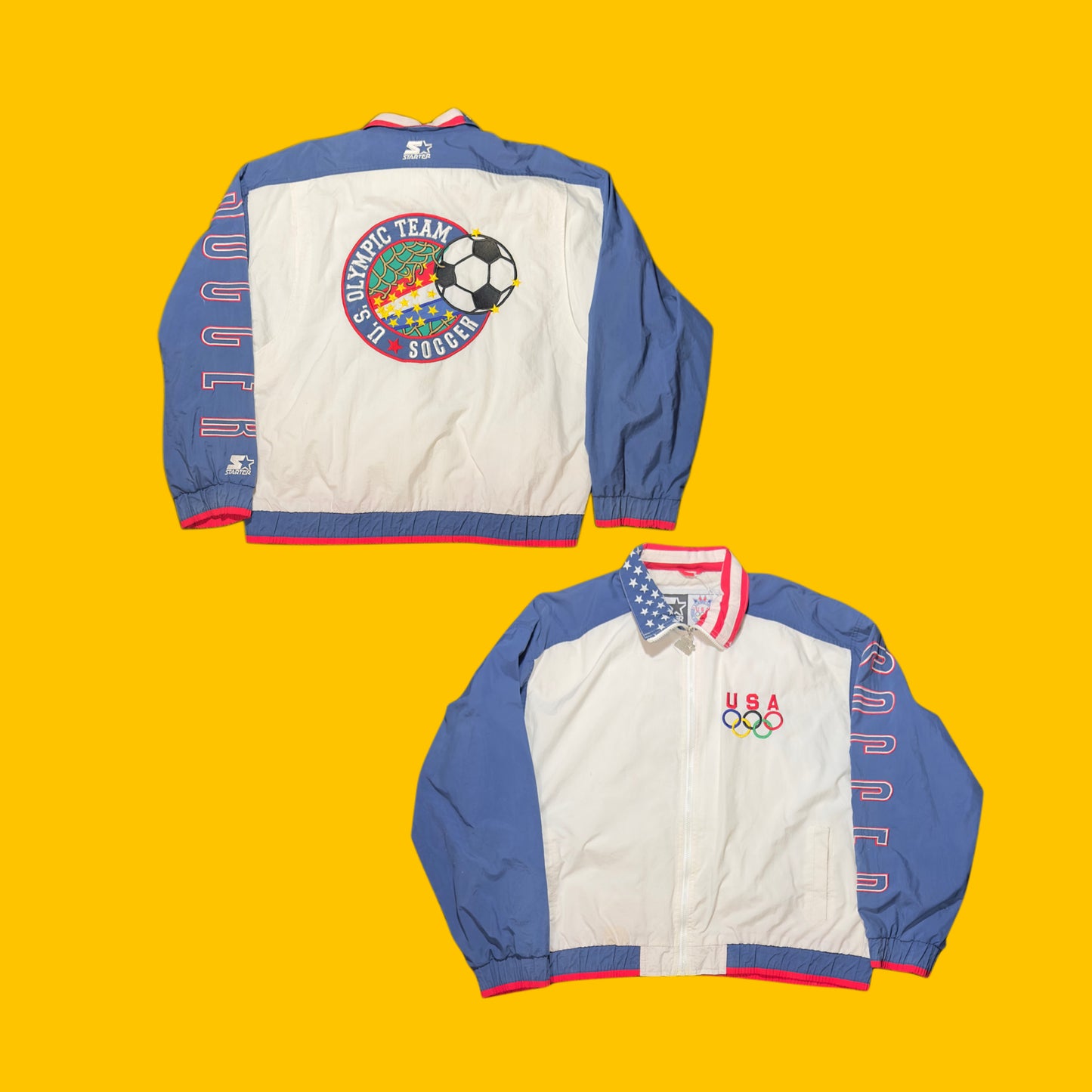 USA Olympic Team Soccer Starter Jacket Vintage 90s