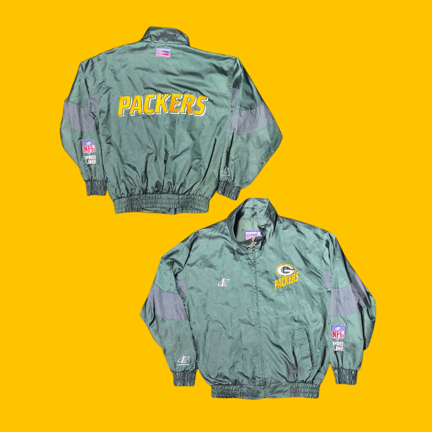 Green Bay Packers Vintage Logo Athletic Pro Line Windbreaker
