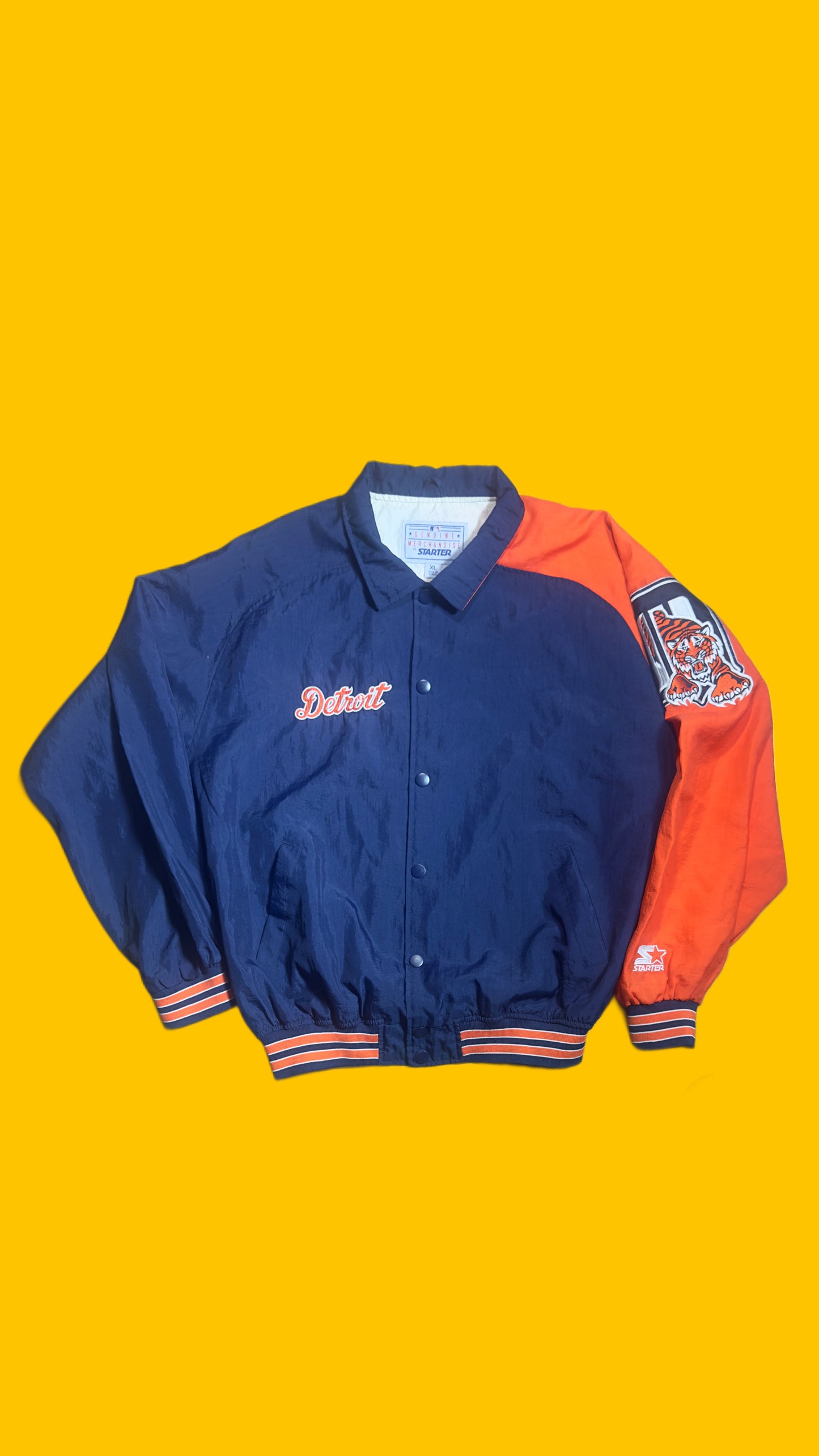 Detroit Tigers Starter Jacket – Vintage 90s MLB Two-Tone Windbreaker