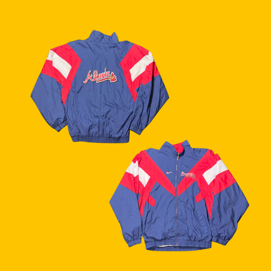 Atlanta Braves Reebok Colorblock Windbreaker Jacket Vintage 90s