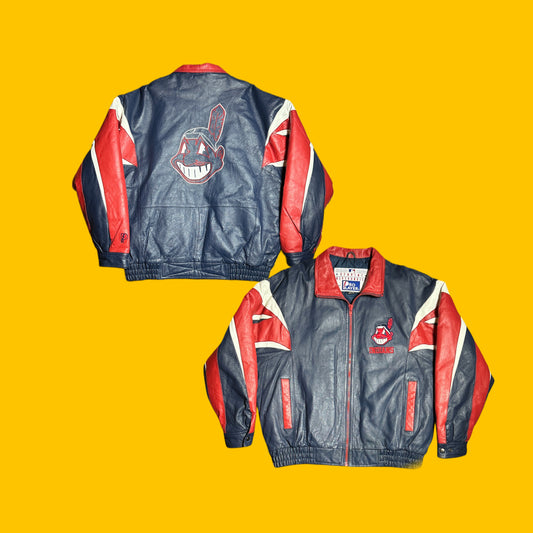 Cleveland Indians Vintage Pro Player Leather Jacket