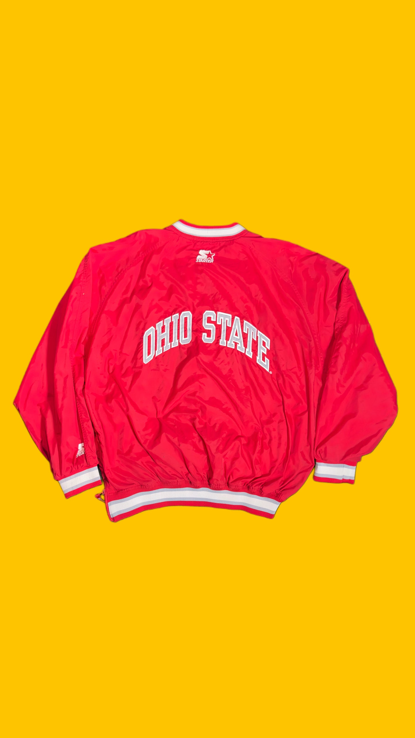 Ohio State Buckeyes Vintage Starter Satin Pullover Jacket Red