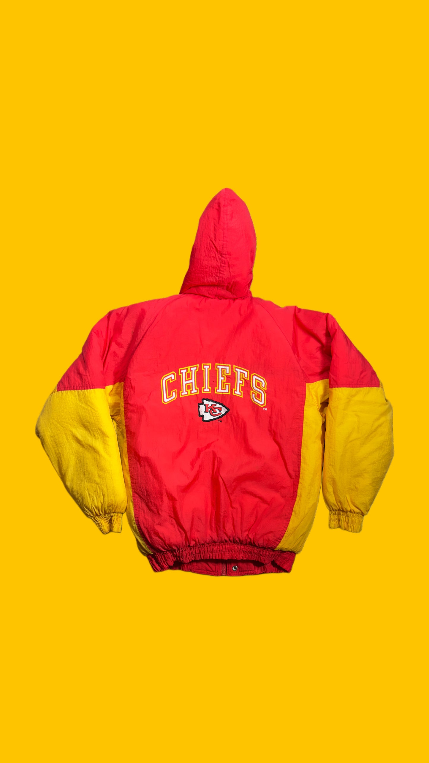 Kansas City Chiefs Competitor Gameday Hooded Jacket Red Yellow Vintage 1990s