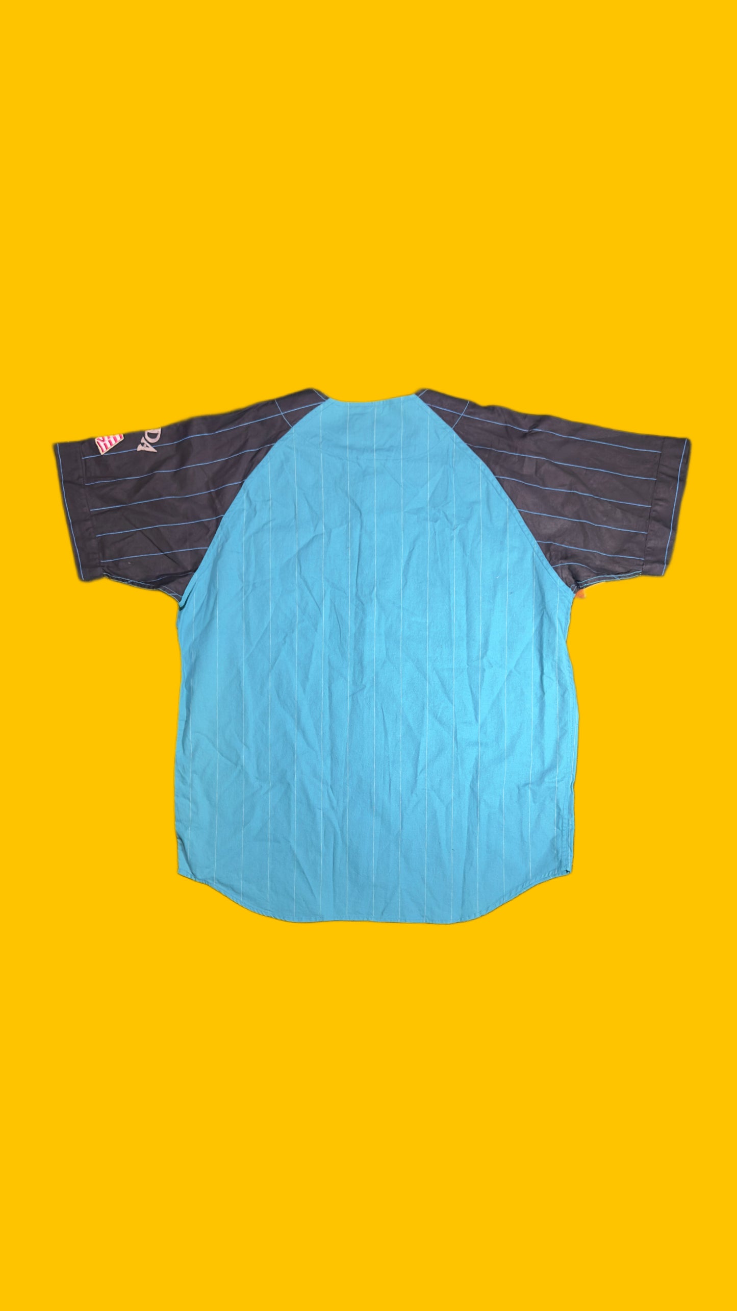 Florida Marlins Button Up Jersey Mirage Teal Black Pinstripe Vintage