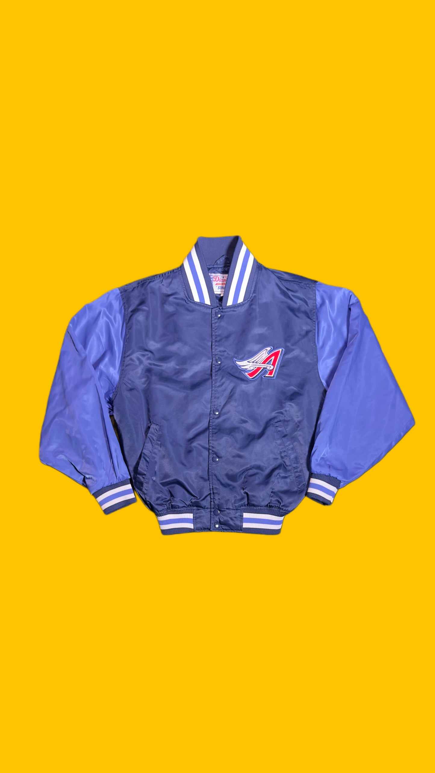 Anaheim Angels Starter Diamond Collection Satin Jacket Vintage MLB Navy Blue