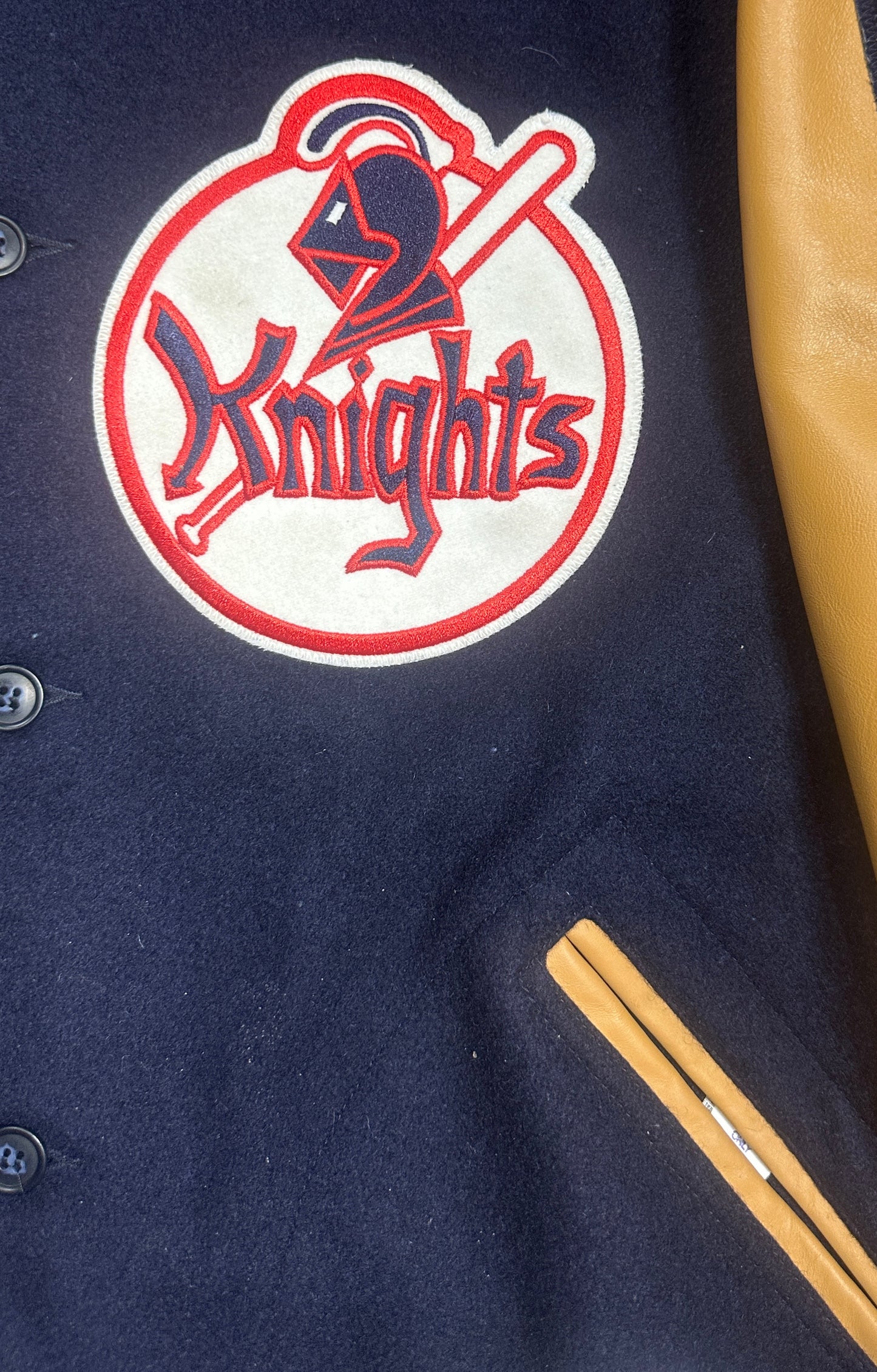 New York Knights Varsity Jacket Ebbets Field Flannels – The Natural 1984 Movie Replica – Wool/Leather