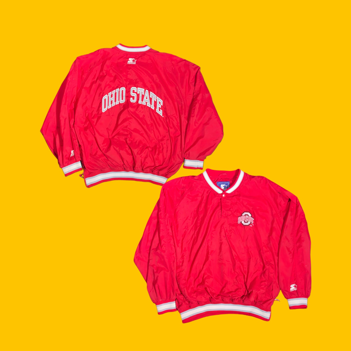 Ohio State Buckeyes Vintage Starter Satin Pullover Jacket Red