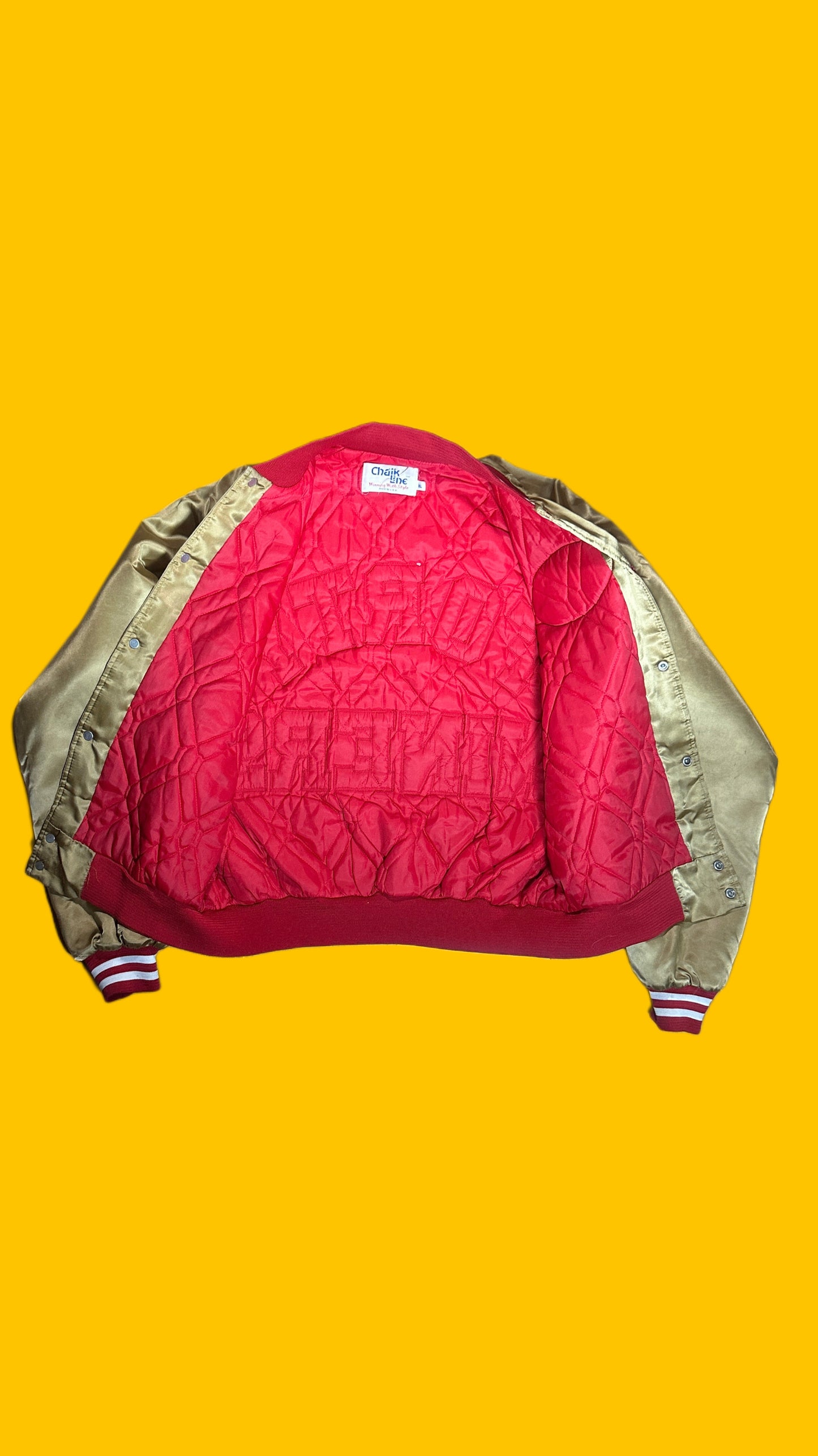 San Francisco 49ers Chalk Line Satin Jacket Made in USA – Vintage 80s