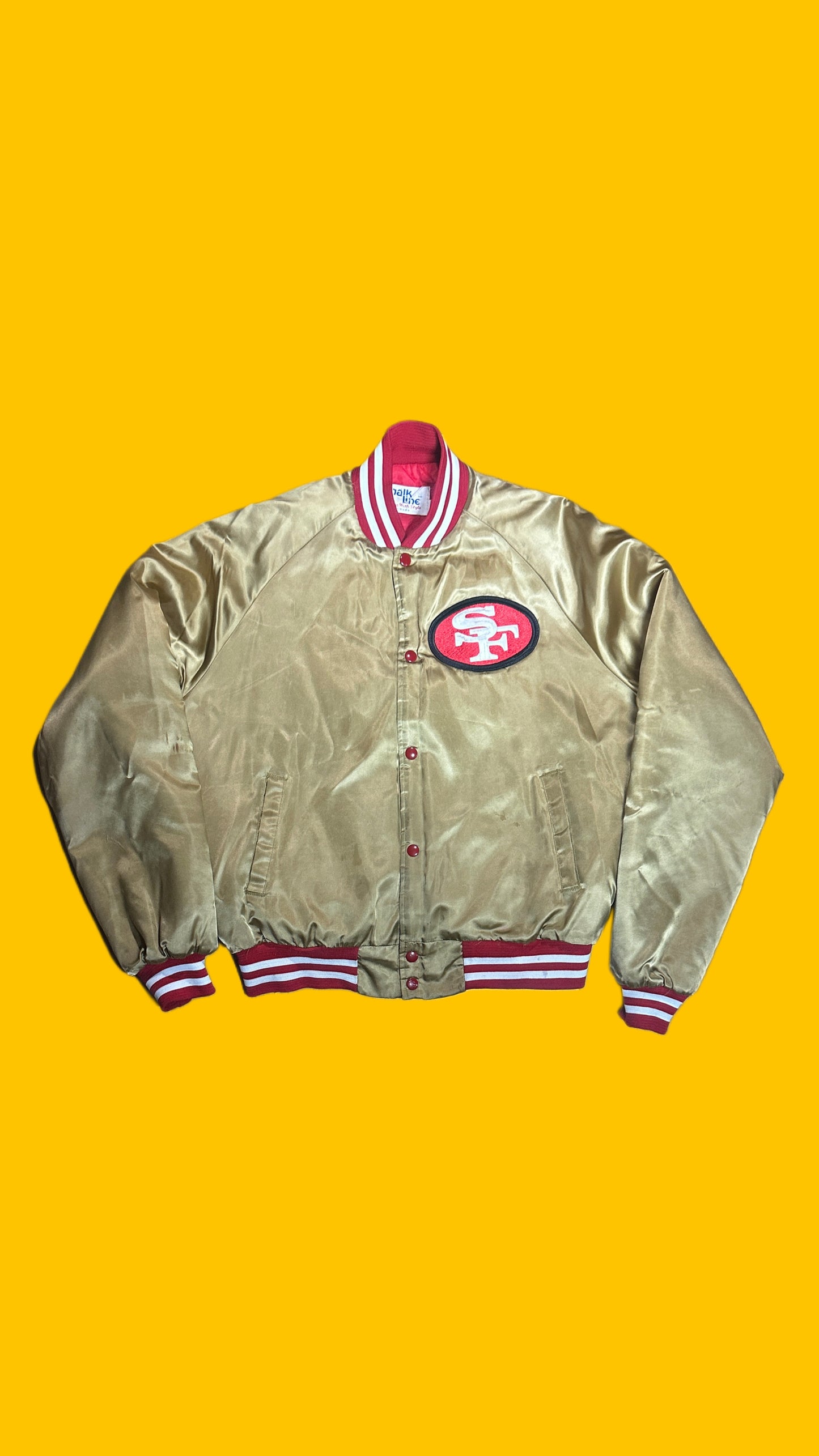 San Francisco 49ers Chalk Line Satin Jacket Made in USA – Vintage 80s