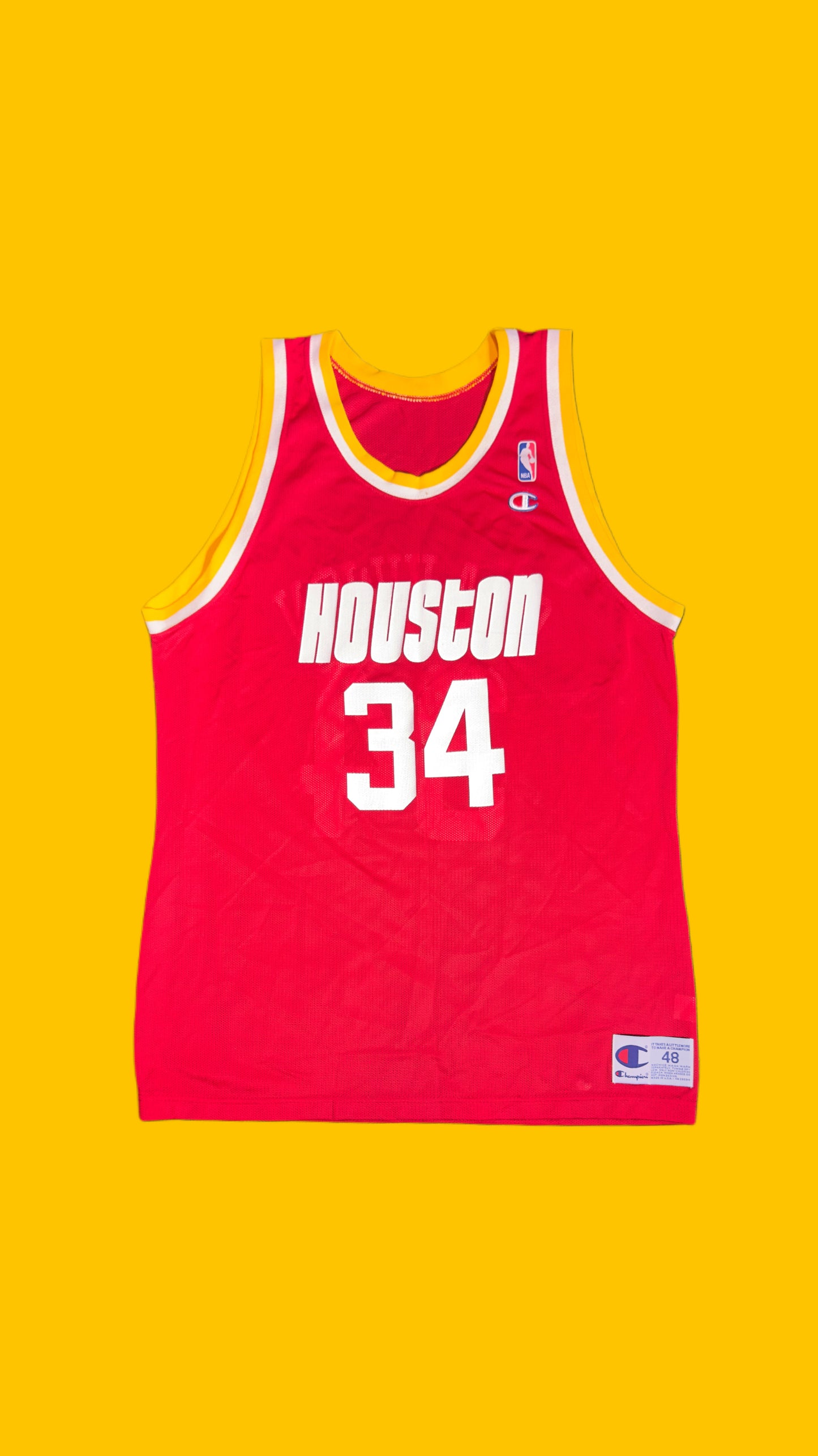 Houston Rockets Hakeem Olajuwon Vintage Champion Jersey Size 48