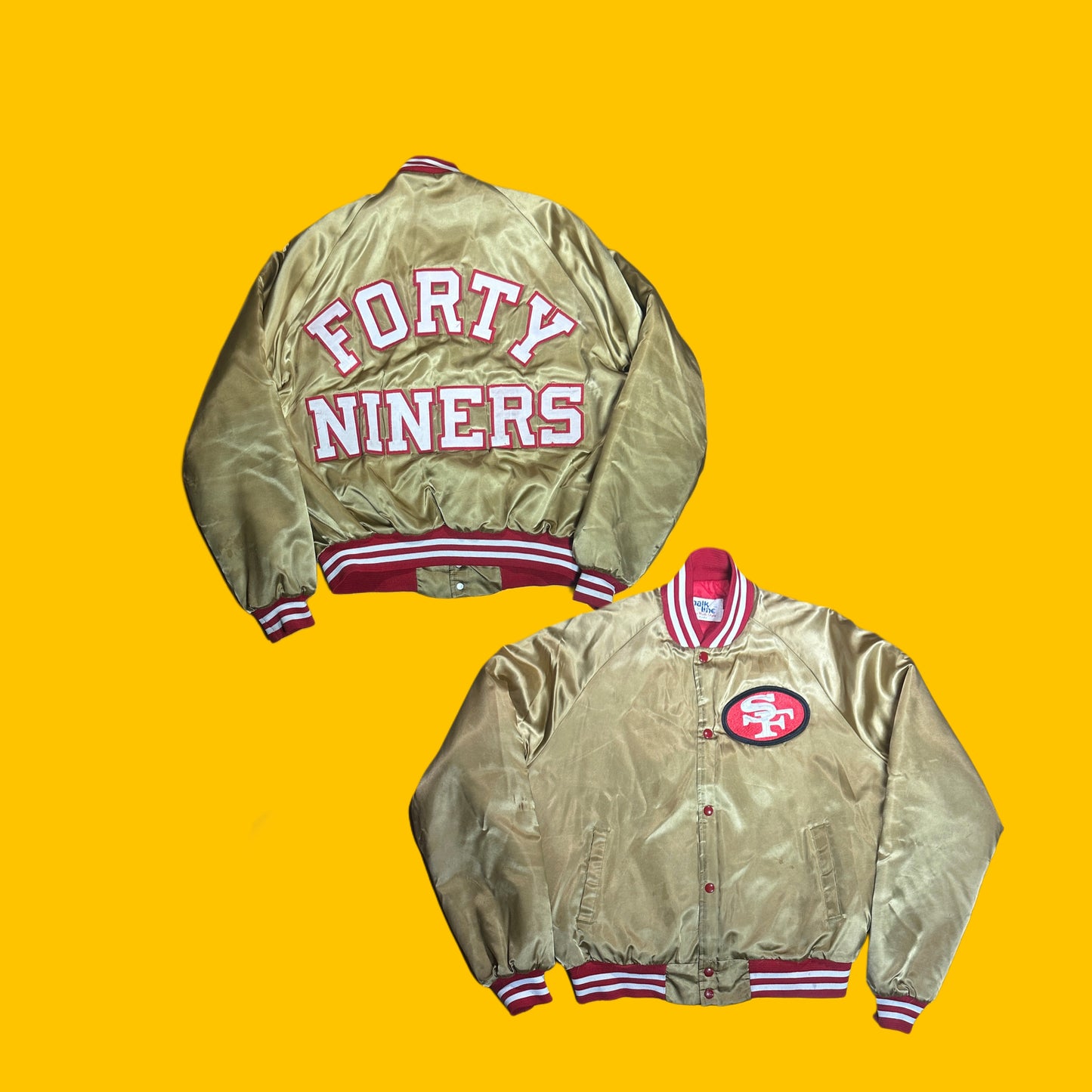 San Francisco 49ers Chalk Line Satin Jacket Made in USA – Vintage 80s