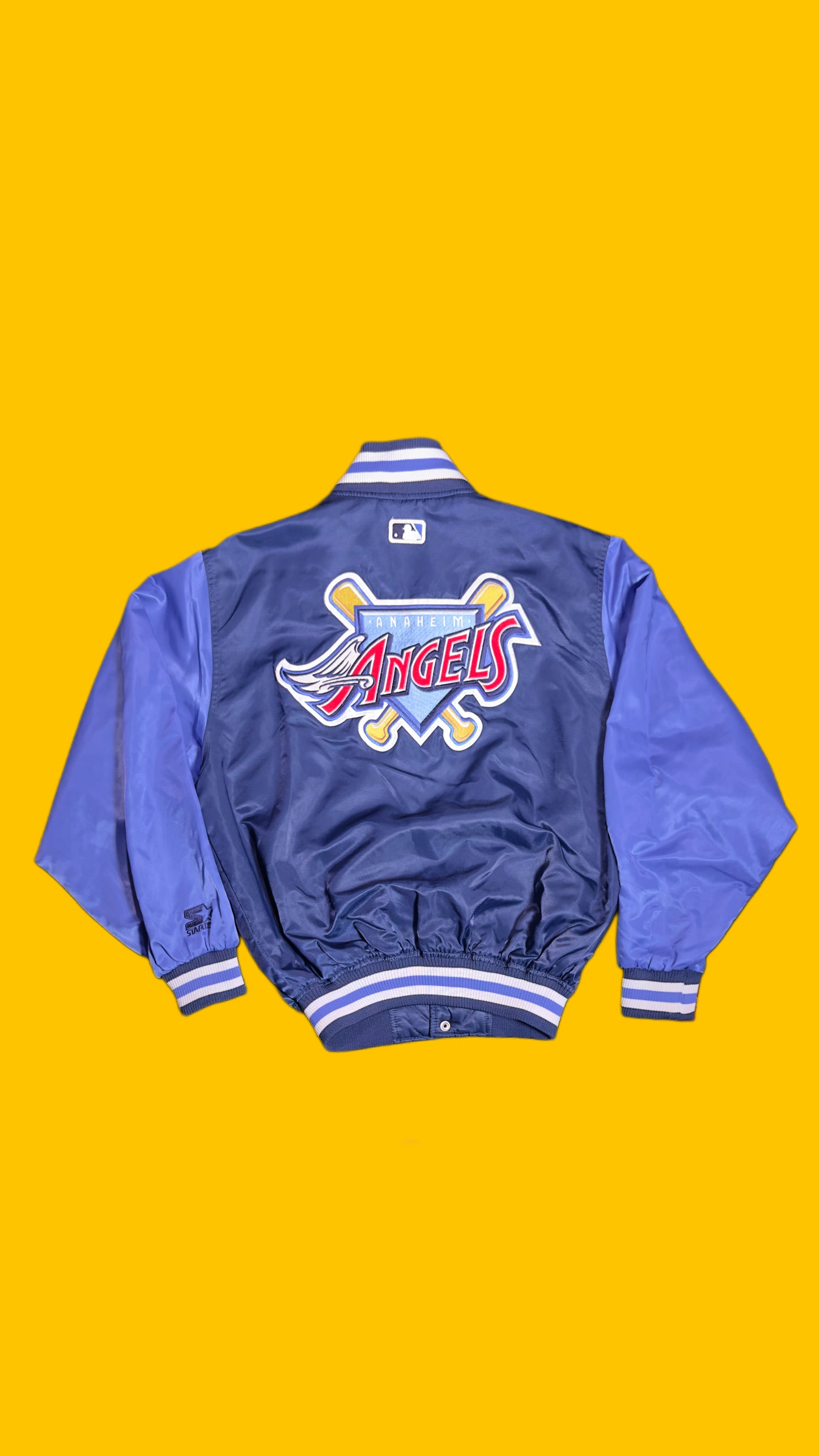 Anaheim Angels Starter Diamond Collection Satin Jacket Vintage MLB Navy Blue