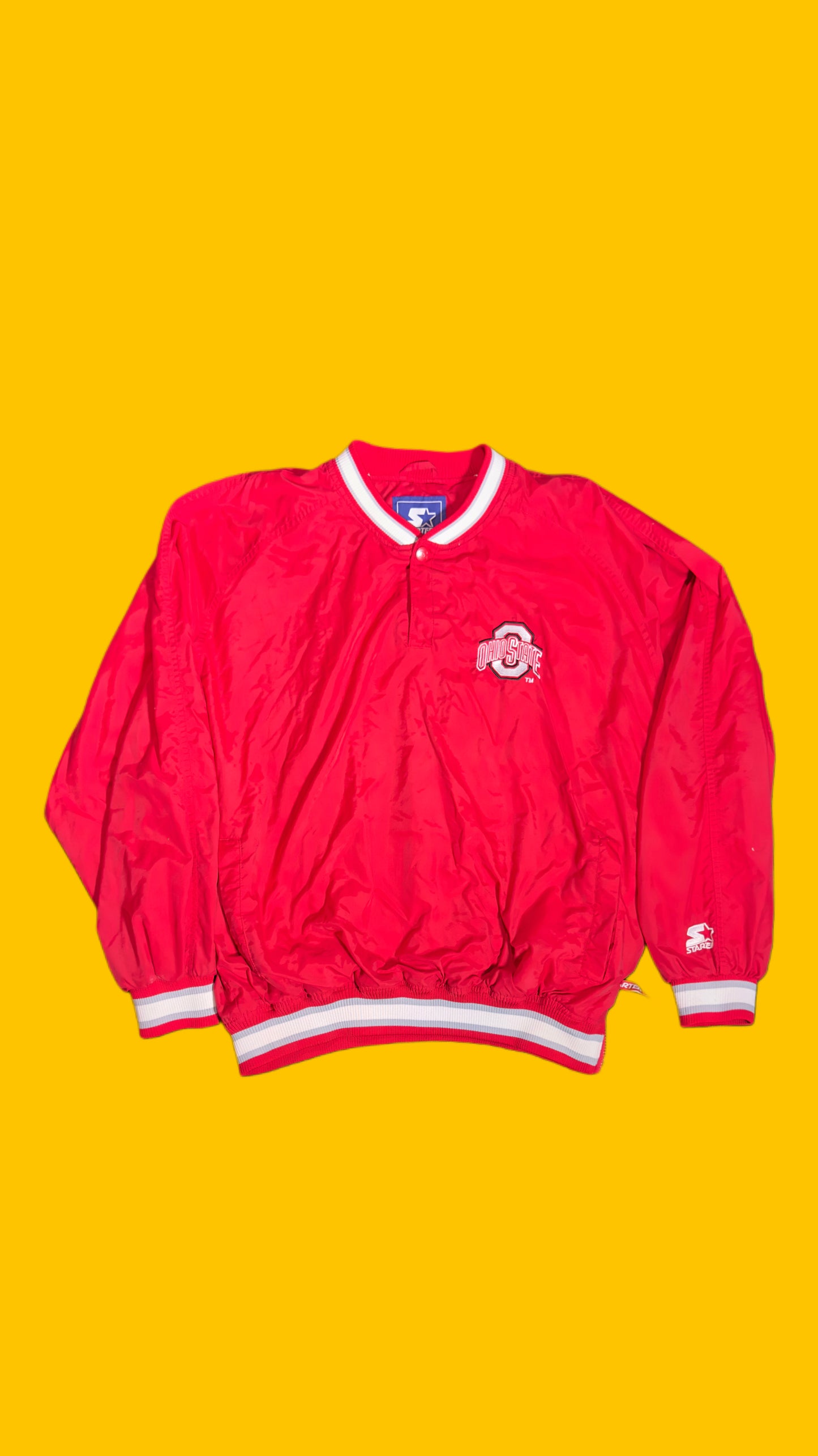 Ohio State Buckeyes Vintage Starter Satin Pullover Jacket Red