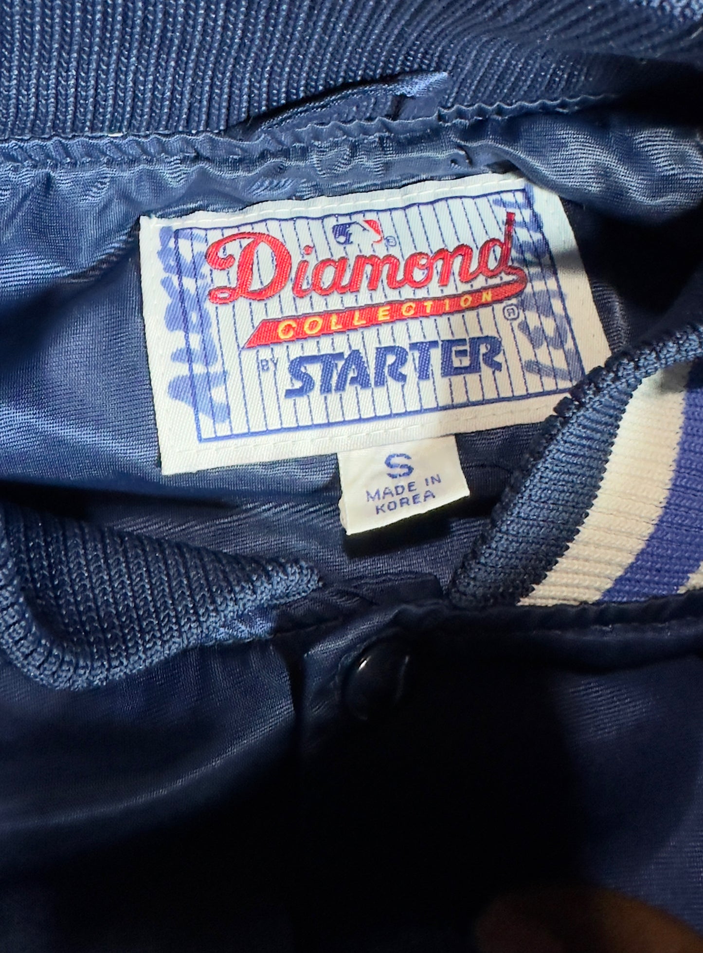 Anaheim Angels Starter Diamond Collection Satin Jacket Vintage MLB Navy Blue