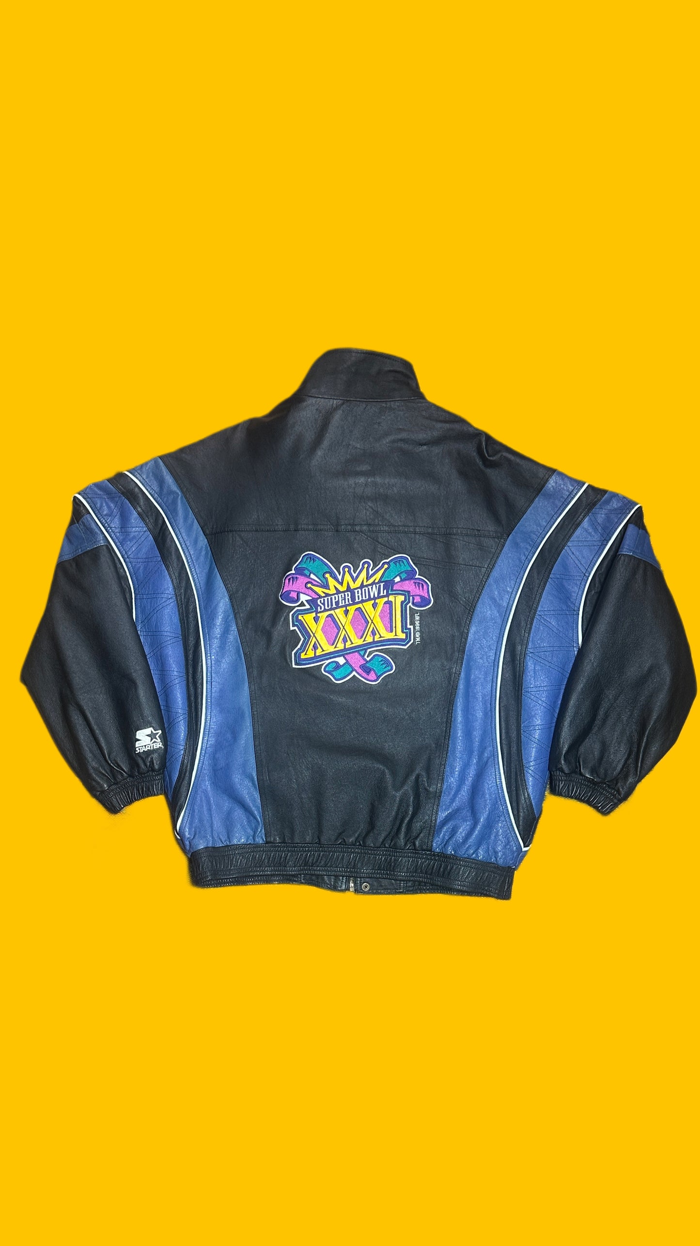 Starter Super Bowl XXXI Genuine Leather Jacket Vintage 1997 NFL Green Packers