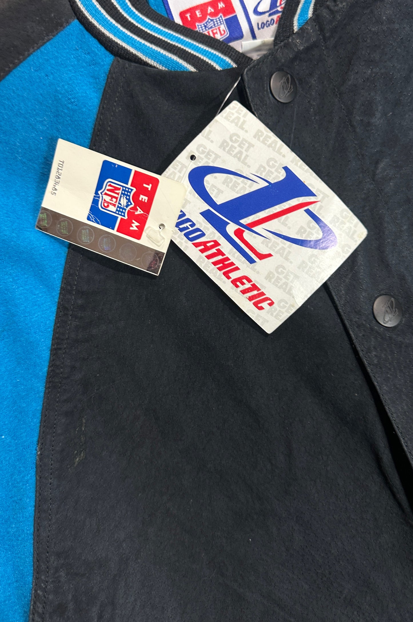 Carolina Panthers Vintage Logo Athletic Suede Varsity Jacket – 1990s