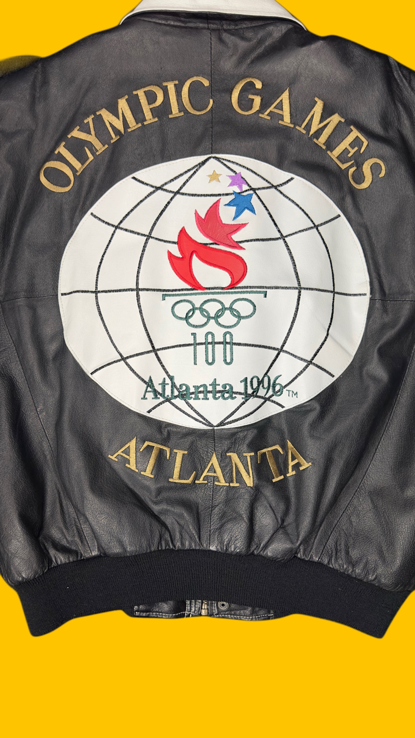Atlanta 1996 Olympic Games Leather Jacket American Toons Vintage