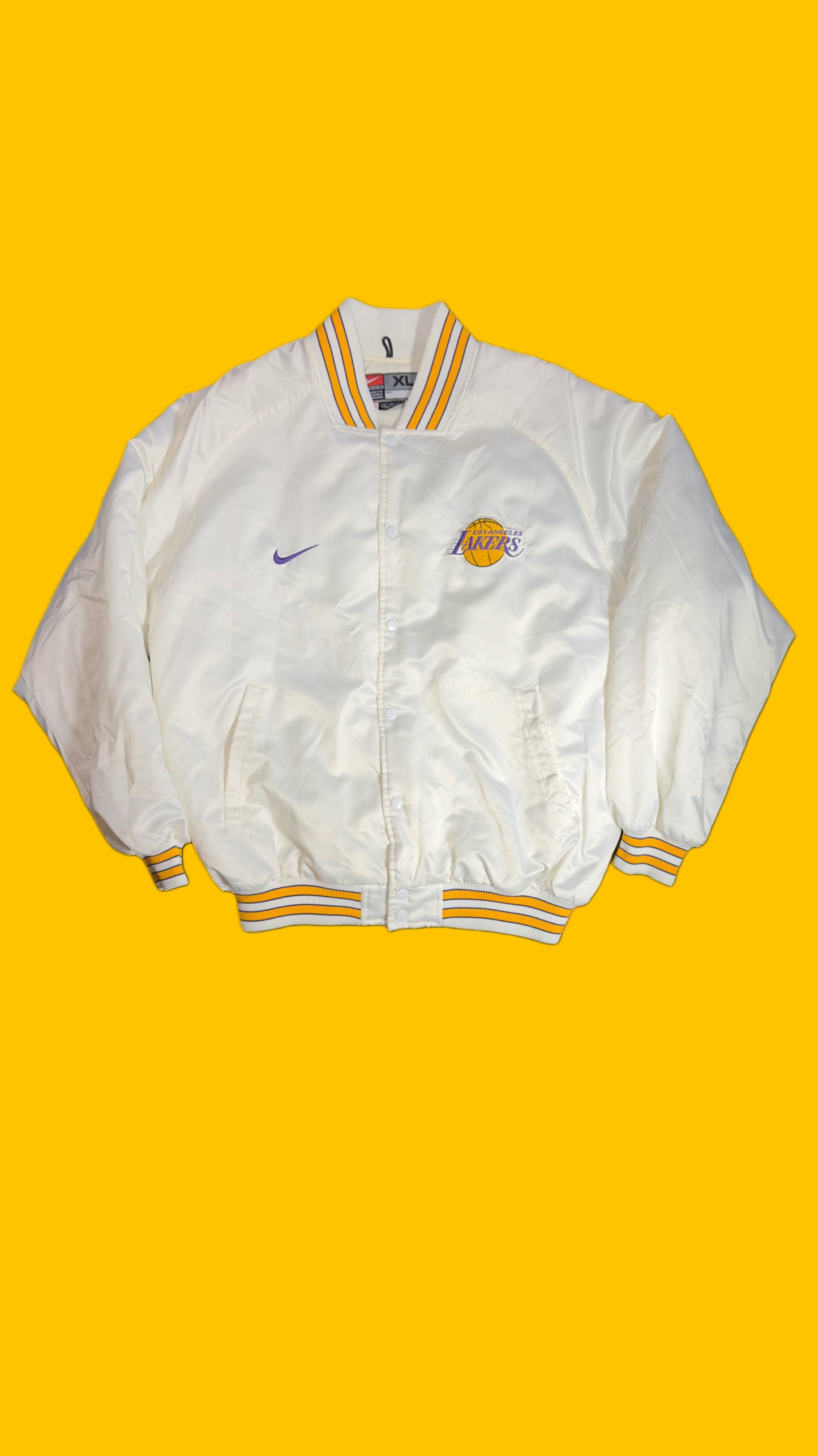Los Angeles Lakers Satin Jacket Nike White Vintage Style