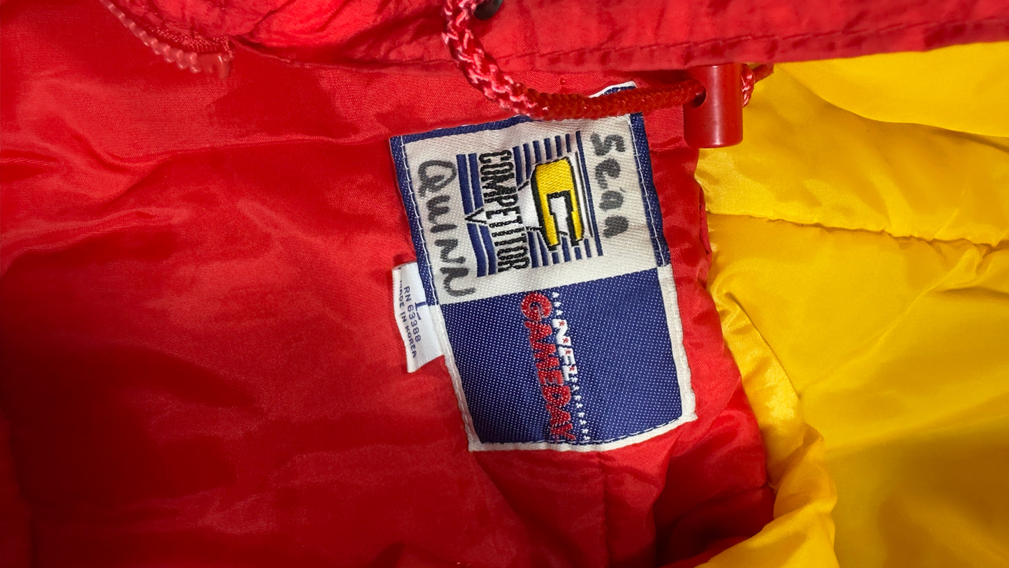 Kansas City Chiefs Competitor Gameday Hooded Jacket Red Yellow Vintage 1990s