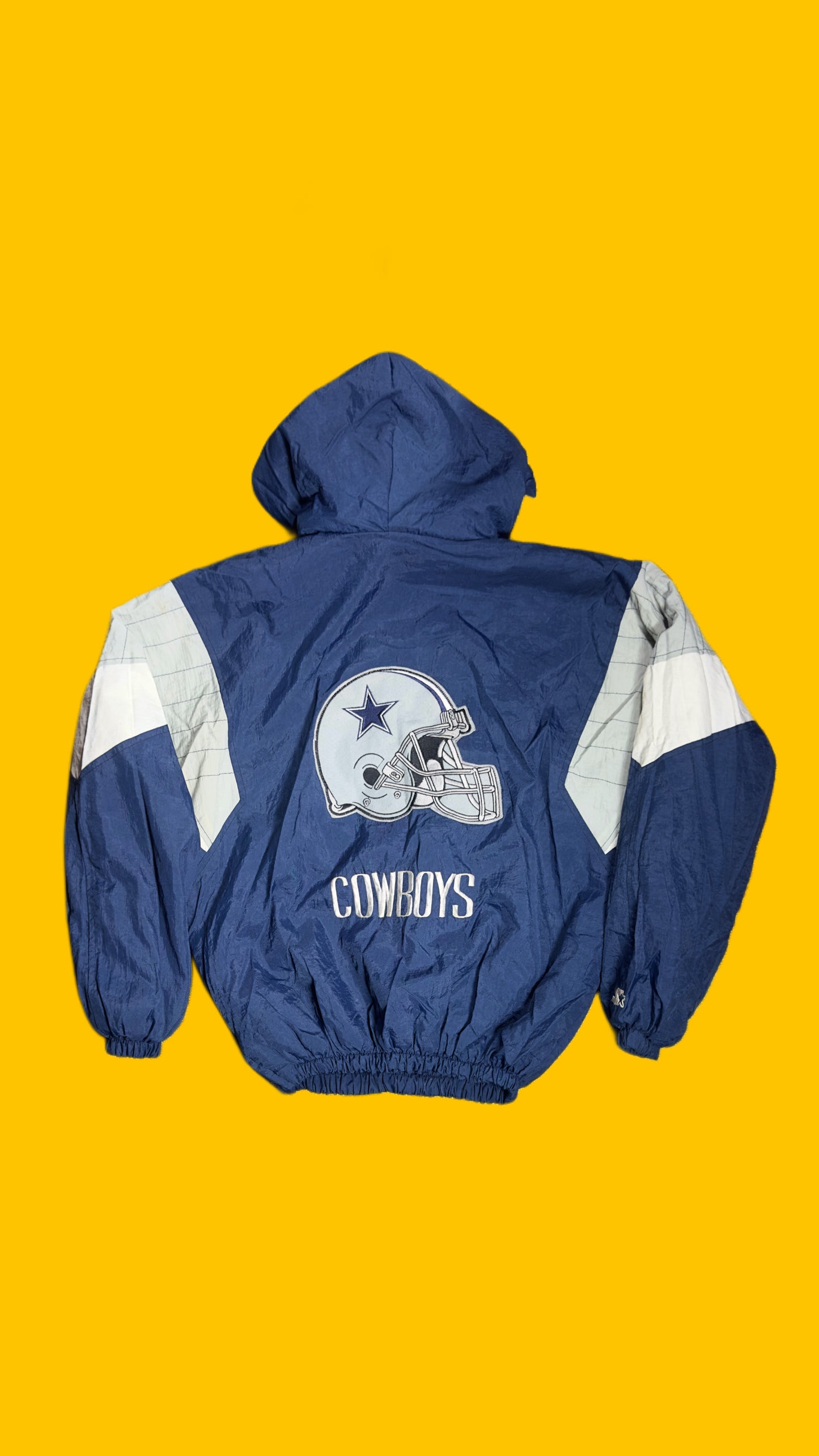 Dallas Cowboys Starter Hooded Pullover Windbreaker Navy White Vintage 90s