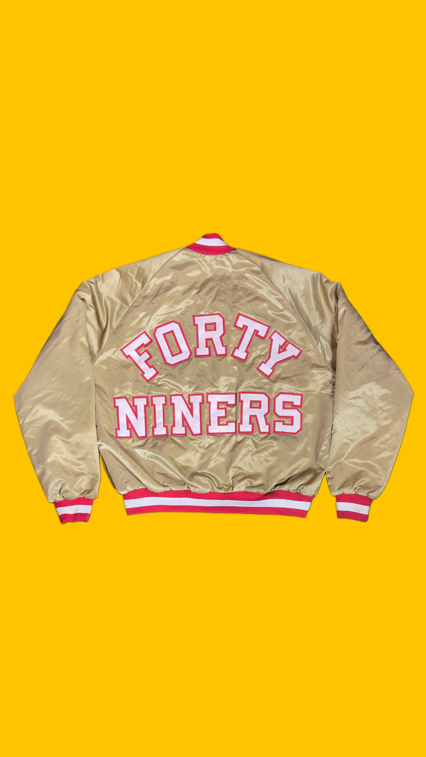 San Francisco 49ers Vintage Chalk Line Satin Jacket Gold NFL Size Large