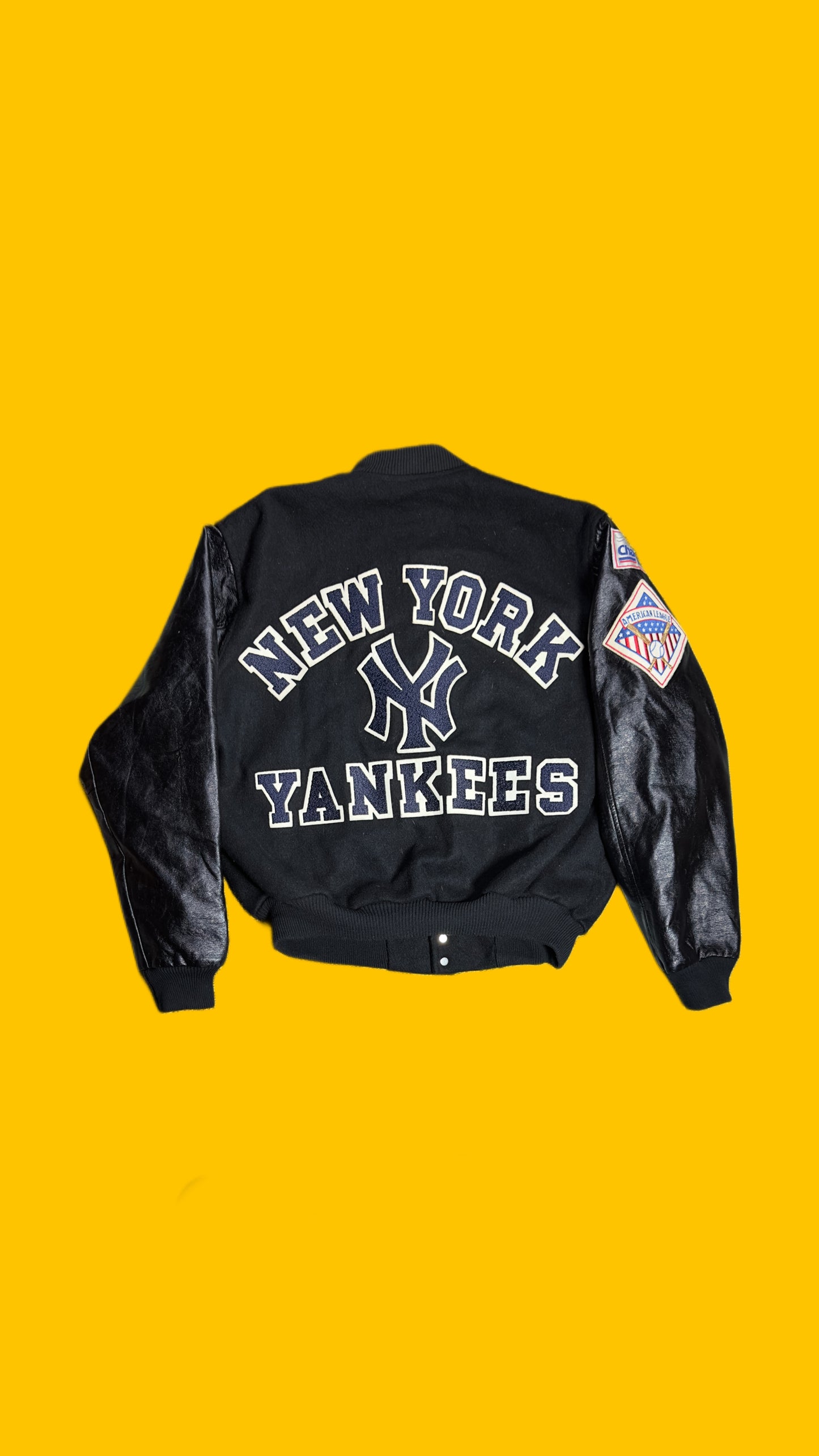 New York Yankees Chalk Line Leather-Sleeve Varsity Jacket – Vintage Early 90s
