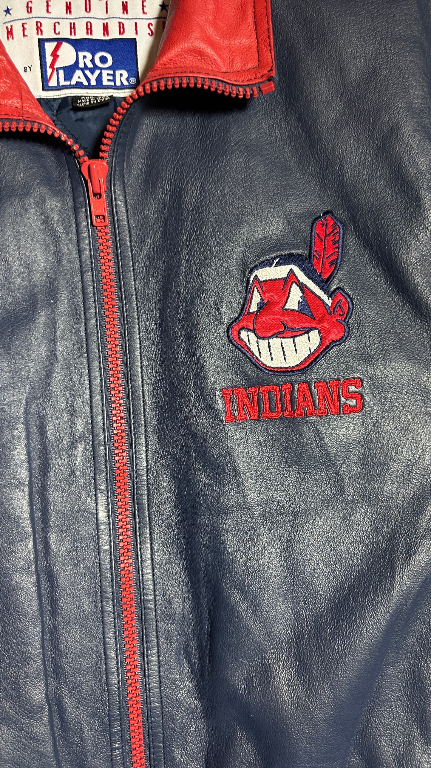 Cleveland Indians Vintage Pro Player Leather Jacket