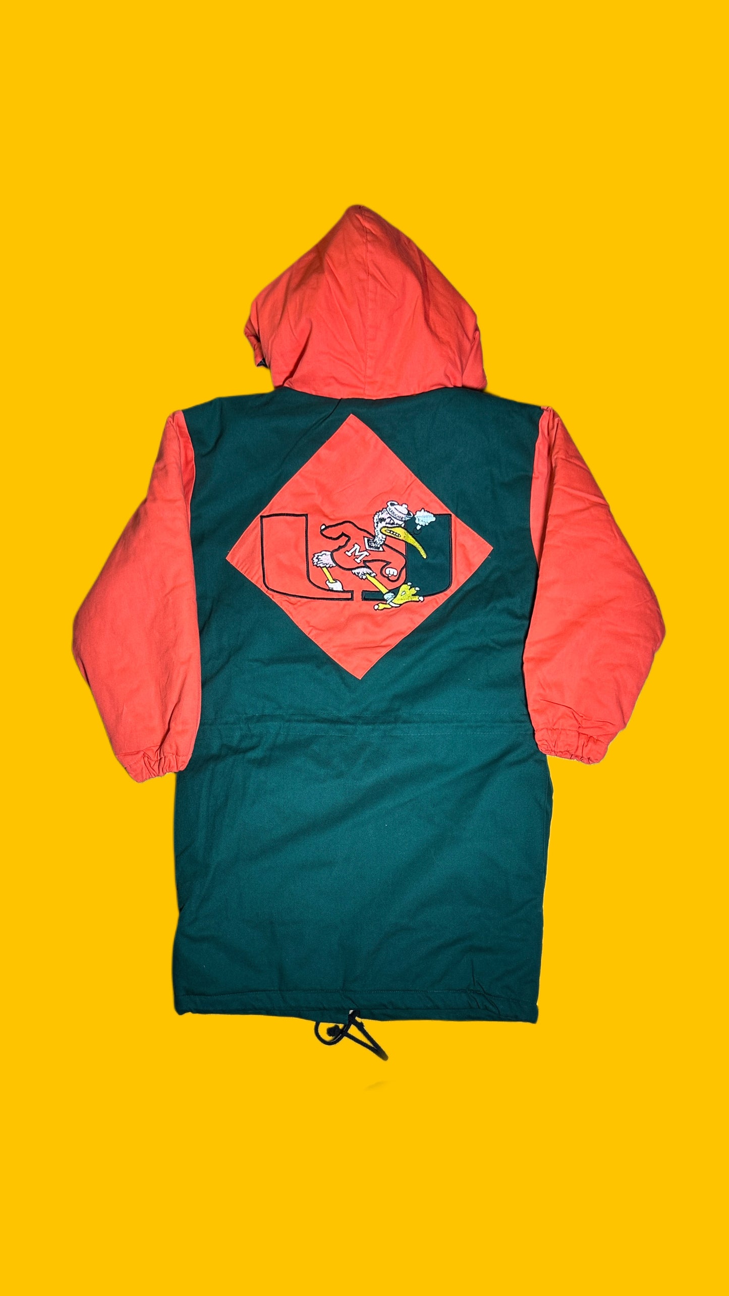 Miami Hurricanes Green Orange Hooded Parka Jacket Vintage 90s NCAA