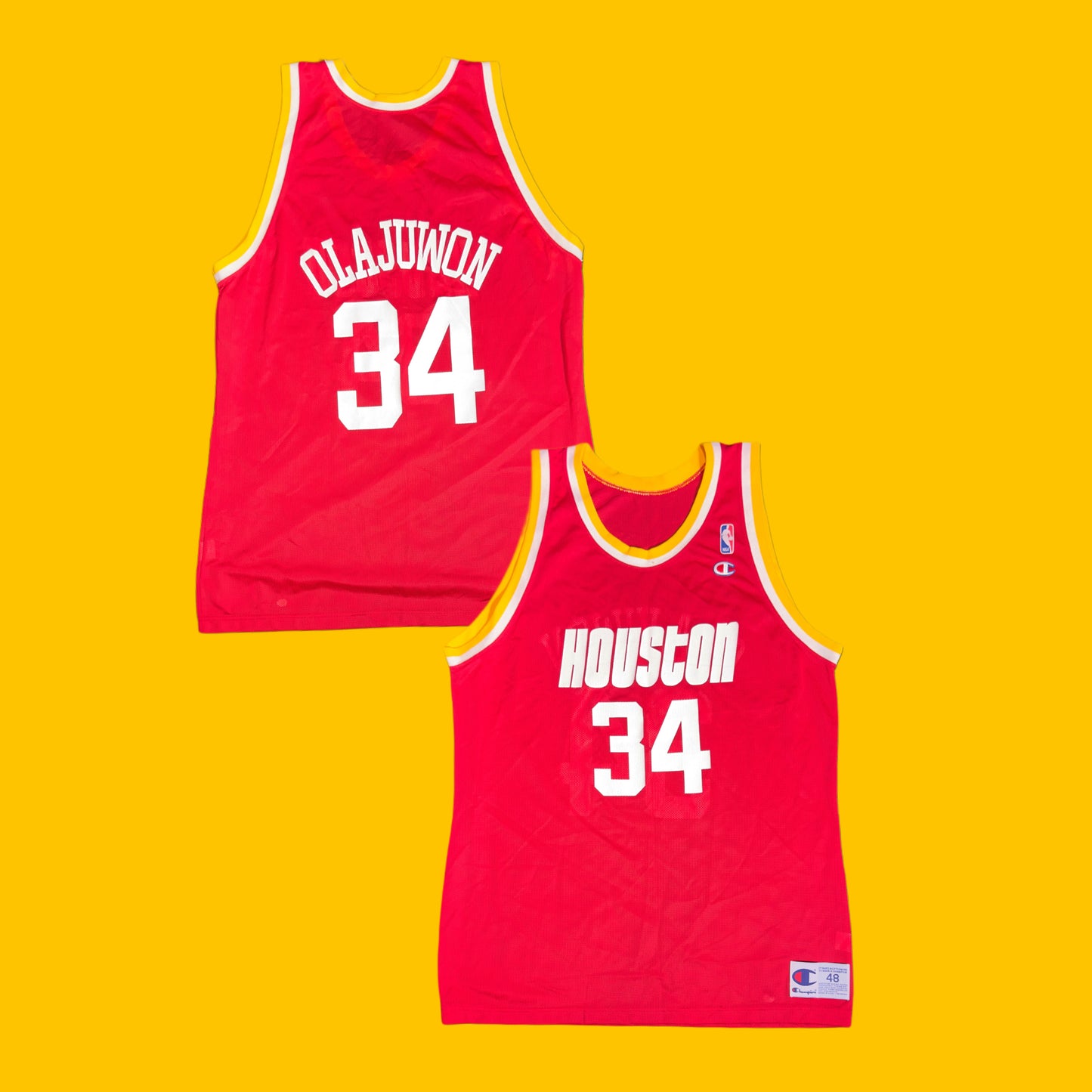 Houston Rockets Hakeem Olajuwon Vintage Champion Jersey Size 48