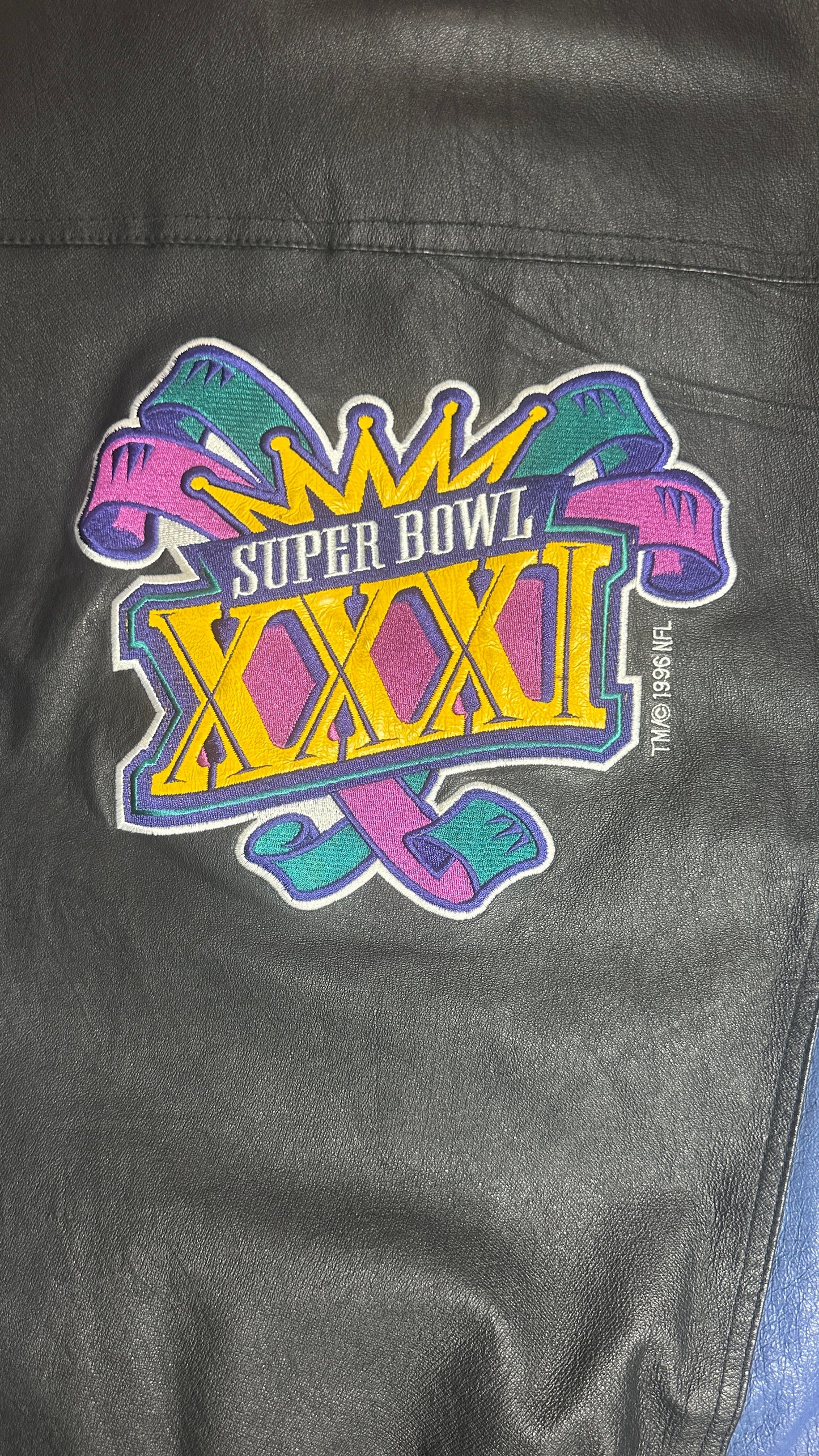 Starter Super Bowl XXXI Genuine Leather Jacket Vintage 1997 NFL Green Packers