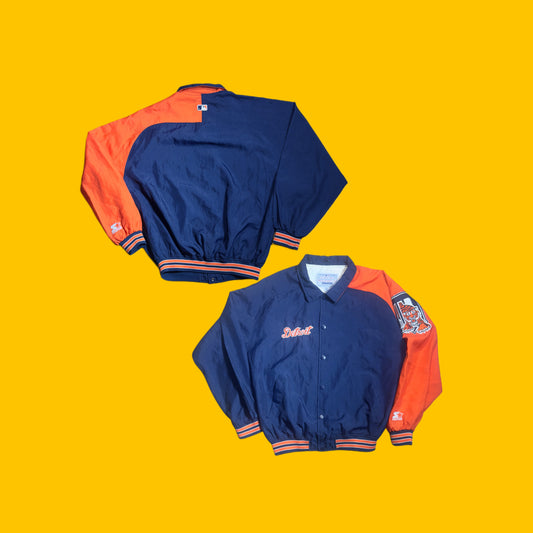 Detroit Tigers Starter Jacket – Vintage 90s MLB Two-Tone Windbreaker