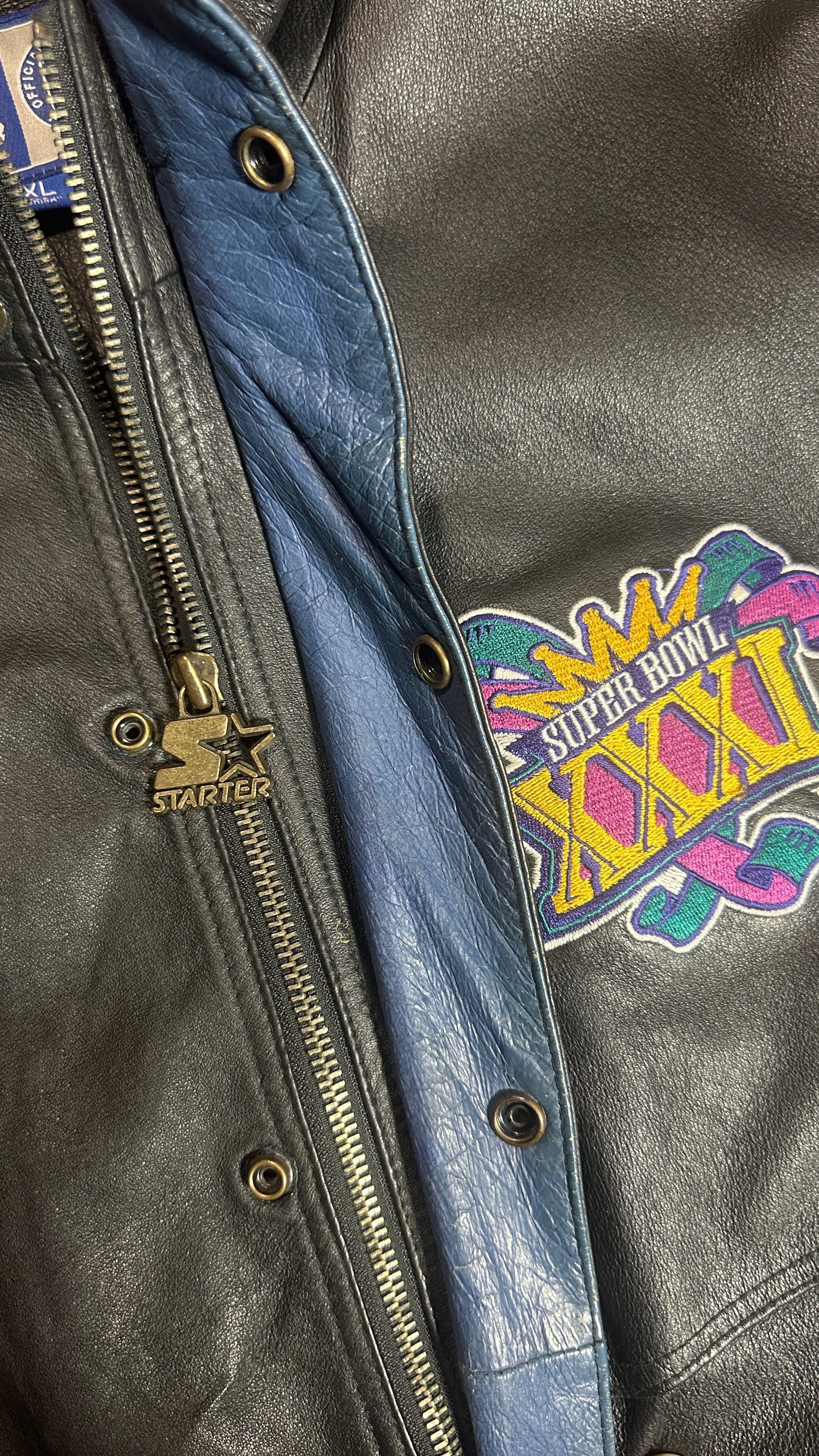 Starter Super Bowl XXXI Genuine Leather Jacket Vintage 1997 NFL Green Packers