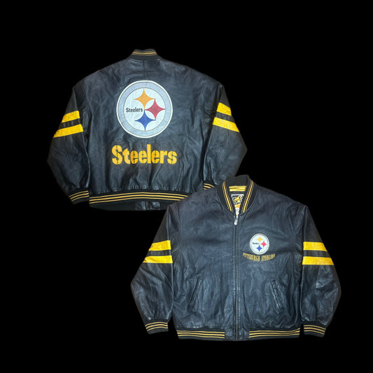 Pittsburgh Steelers Carl Banks G-III Genuine Leather Jacket Vintage 1990s