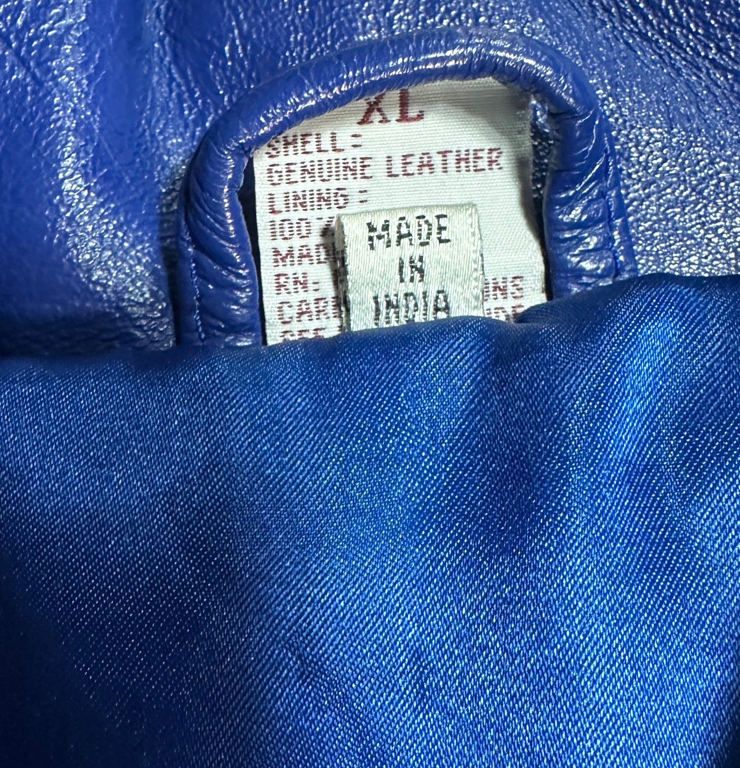 Greece Vintage Leather Jacket Blue Black XL