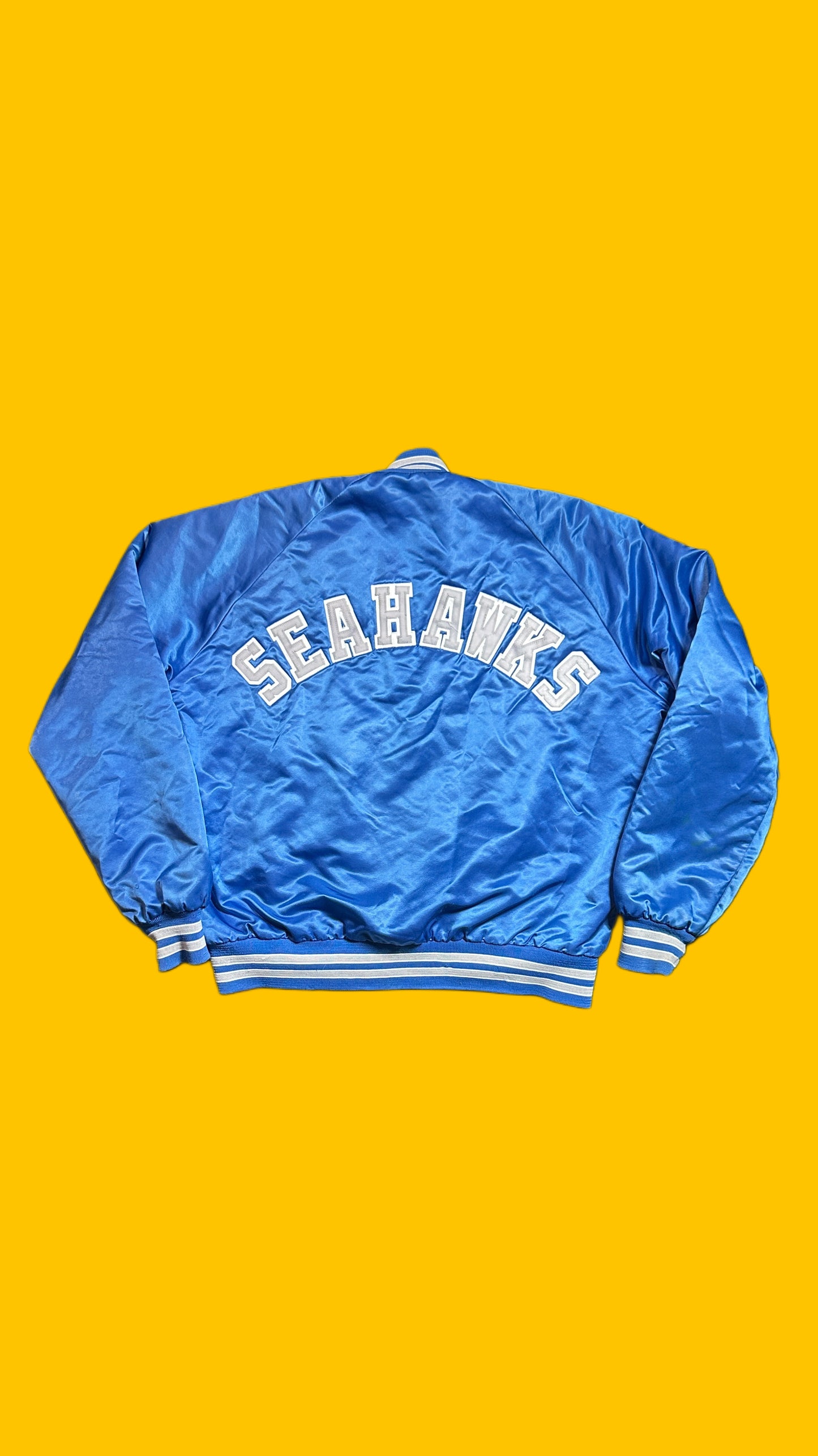 Seattle Seahawks Chalk Line Satin Bomber Jacket Vintage Blue