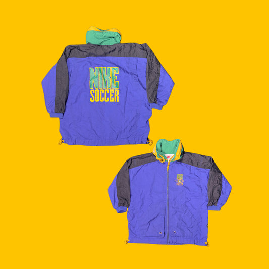 Nike Soccer Hooded Windbreaker Vintage 90s Brazil color way