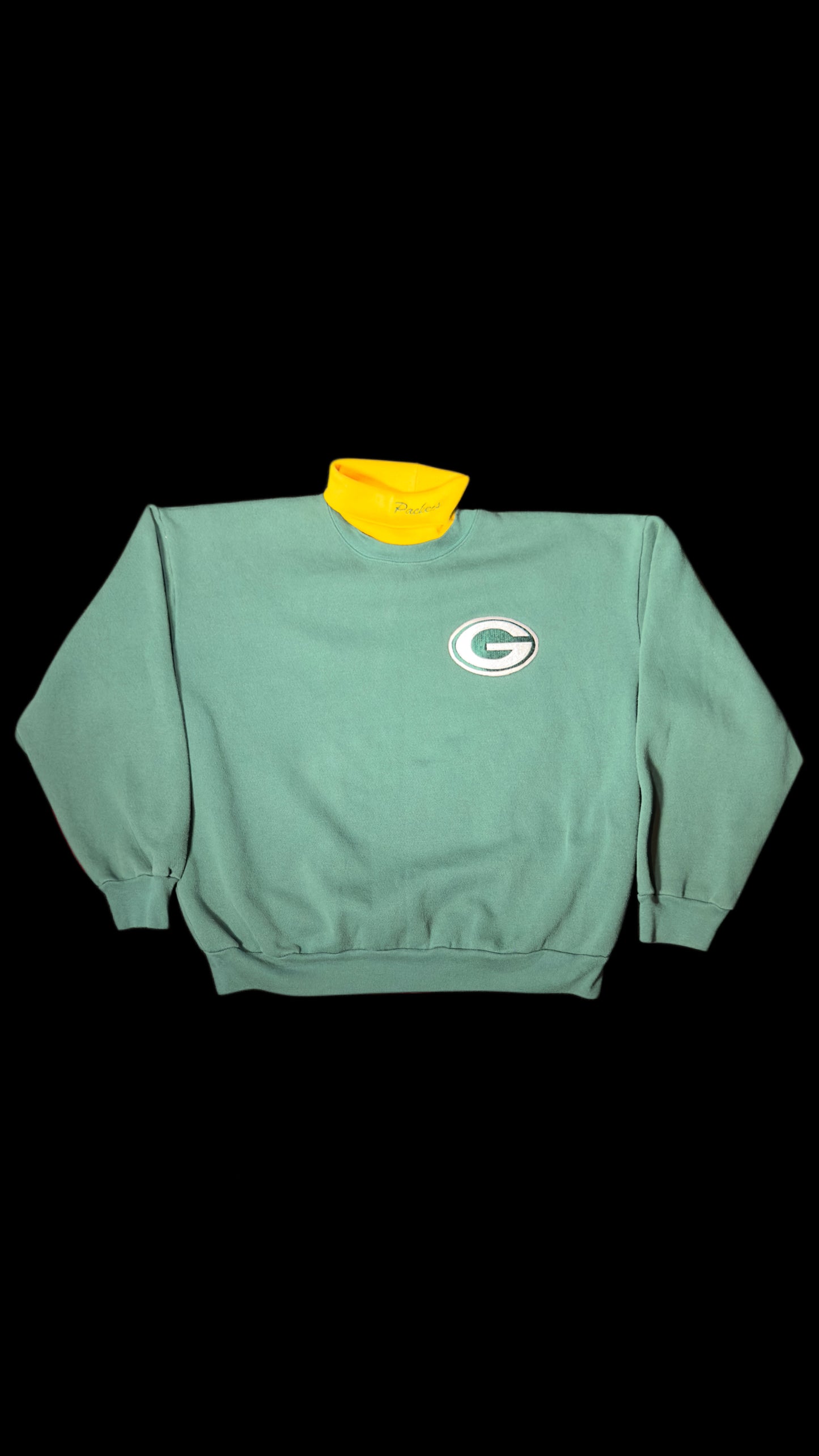 Green Bay Packers Vintage Majestic Mock Neck Sweatshirt USA Made