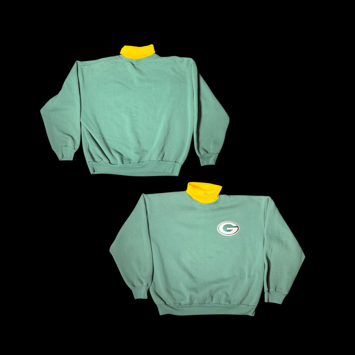 Green Bay Packers Vintage Majestic Mock Neck Sweatshirt USA Made